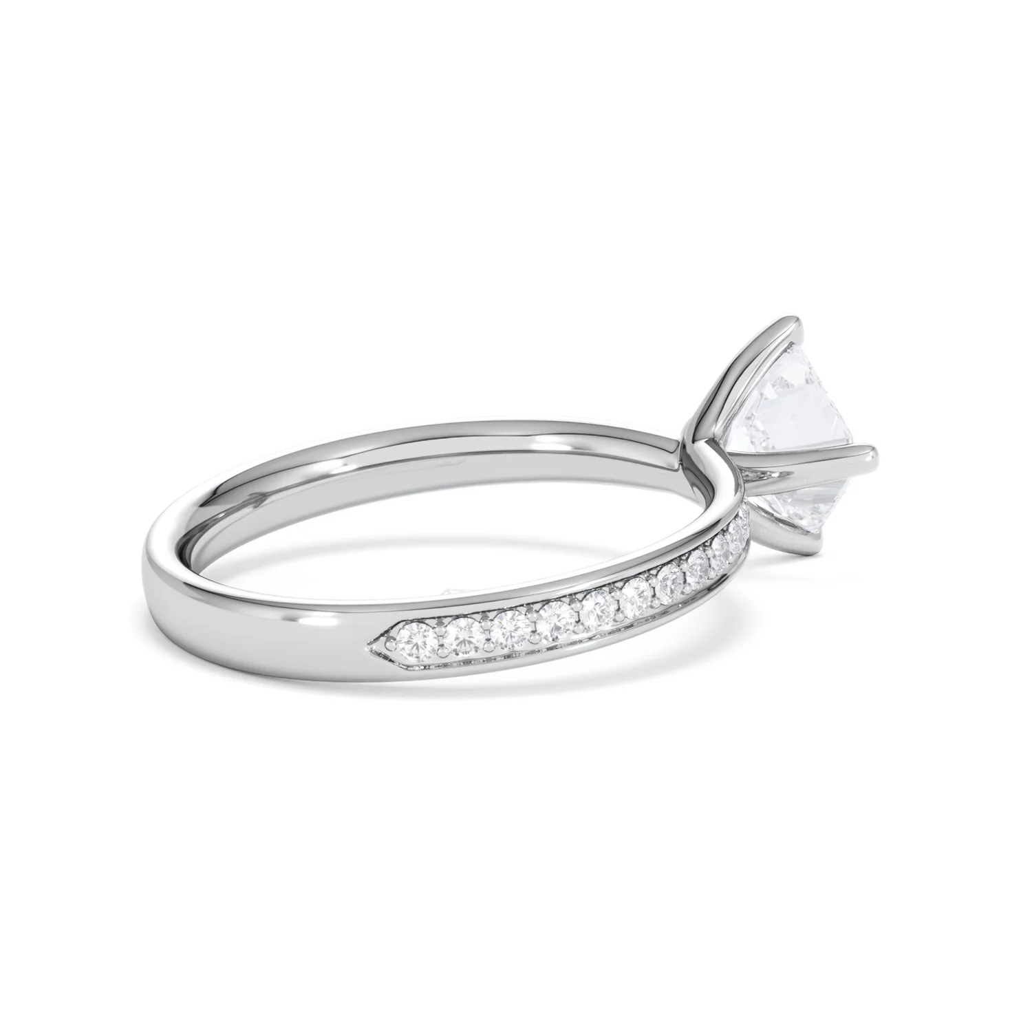Origin Twist 1.00ct Asscher Cut Lab Diamond Solitaire Engagement Ring with Side Stones in 18K White Gold - Image 34