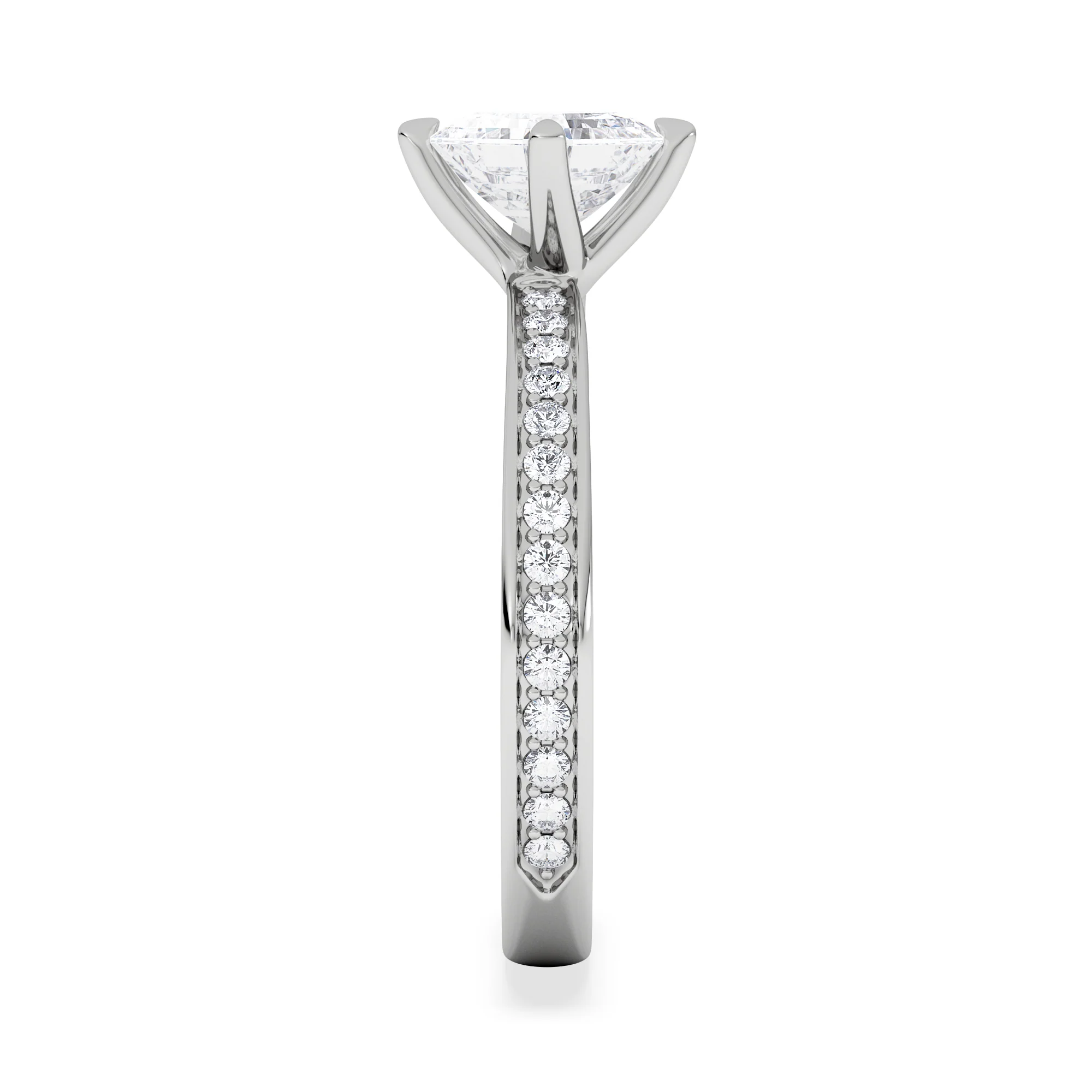Origin Twist 1.00ct Asscher Cut Lab Diamond Solitaire Engagement Ring with Side Stones in 18K White Gold - Image 5