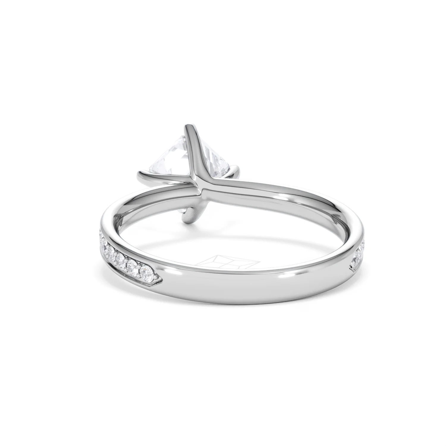 Origin Twist 1.00ct Asscher Cut Lab Diamond Solitaire Engagement Ring with Side Stones in 18K White Gold - Image 50