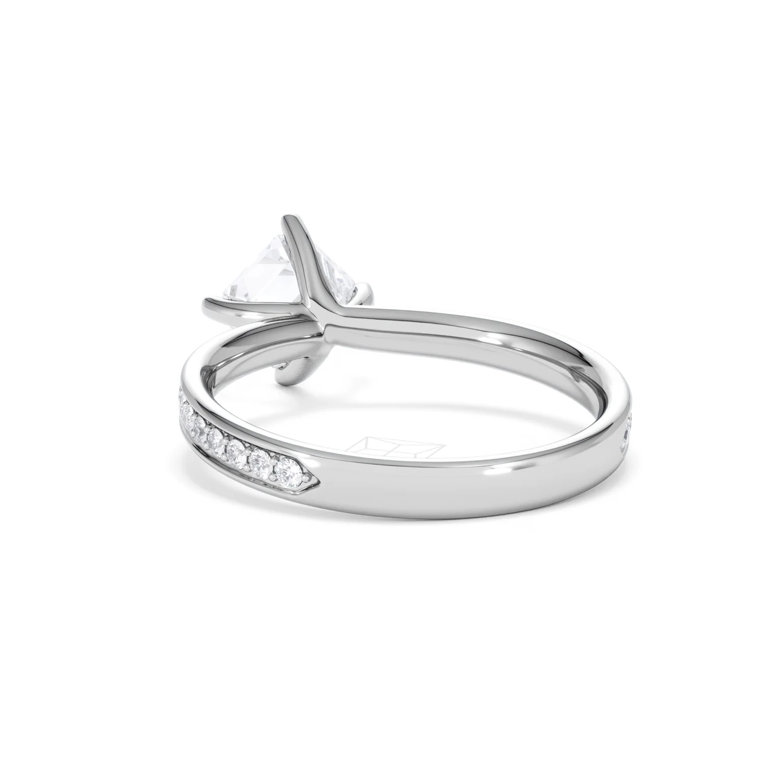 Origin Twist 1.00ct Asscher Cut Lab Diamond Solitaire Engagement Ring with Side Stones in 18K White Gold - Image 52