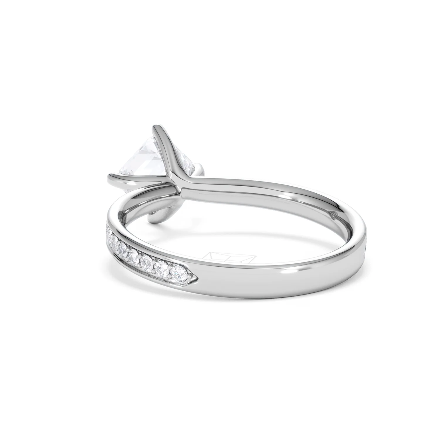 Origin Twist 1.00ct Asscher Cut Lab Diamond Solitaire Engagement Ring with Side Stones in 18K White Gold - Image 53