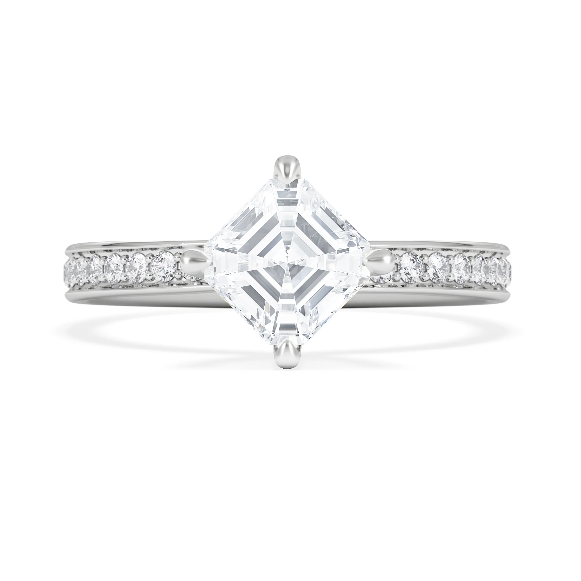 Origin Twist 1.00ct Asscher Cut Lab Diamond Solitaire Engagement Ring with Side Stones in 18K White Gold - Image 6