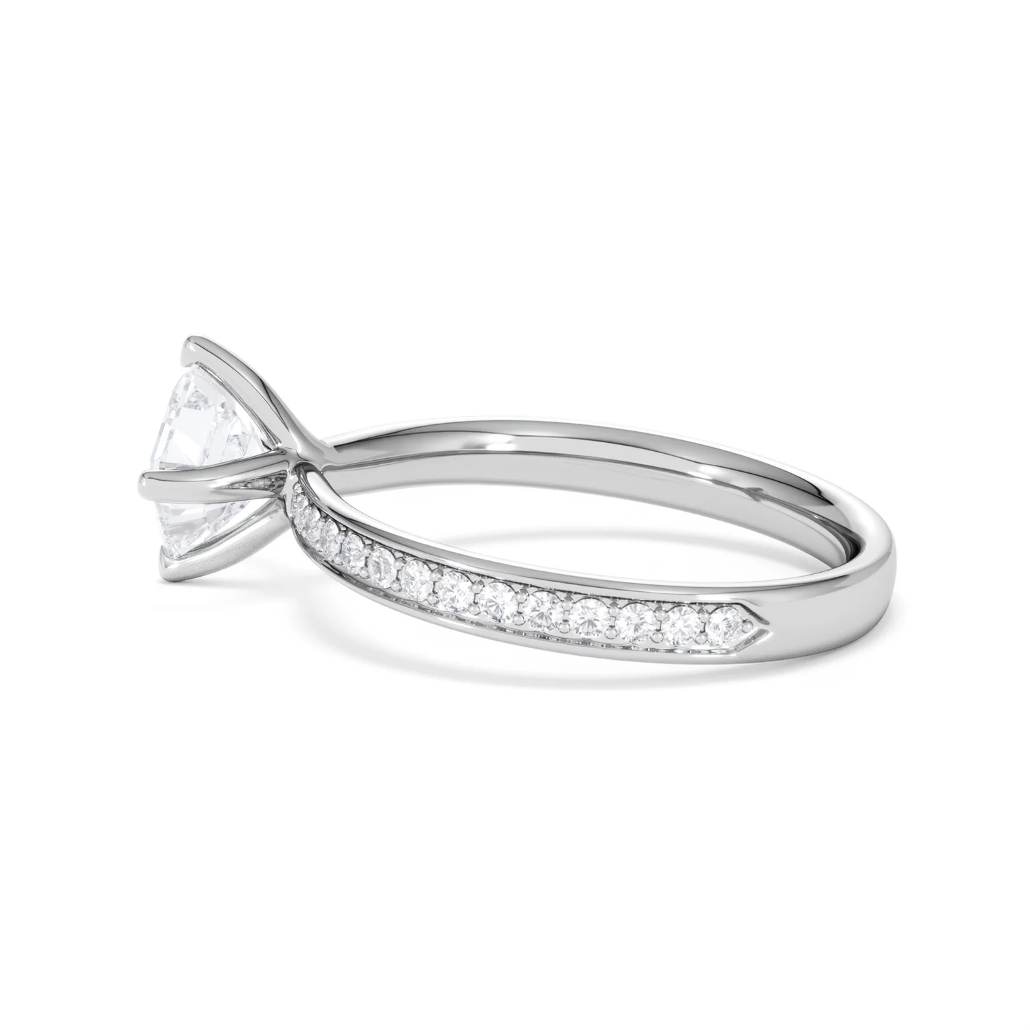 Origin Twist 1.00ct Asscher Cut Lab Diamond Solitaire Engagement Ring with Side Stones in 18K White Gold - Image 64