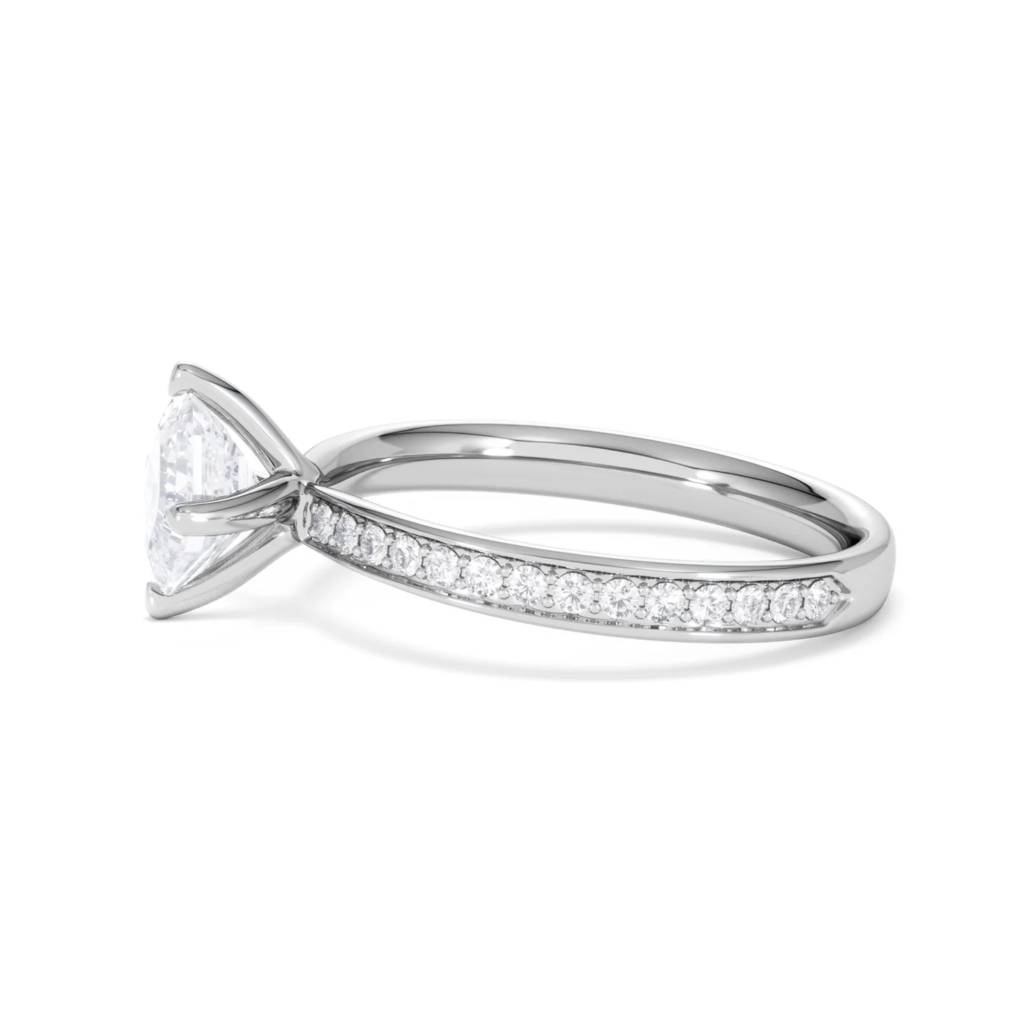 Origin Twist 1.00ct Asscher Cut Lab Diamond Solitaire Engagement Ring with Side Stones in 18K White Gold - Image 69