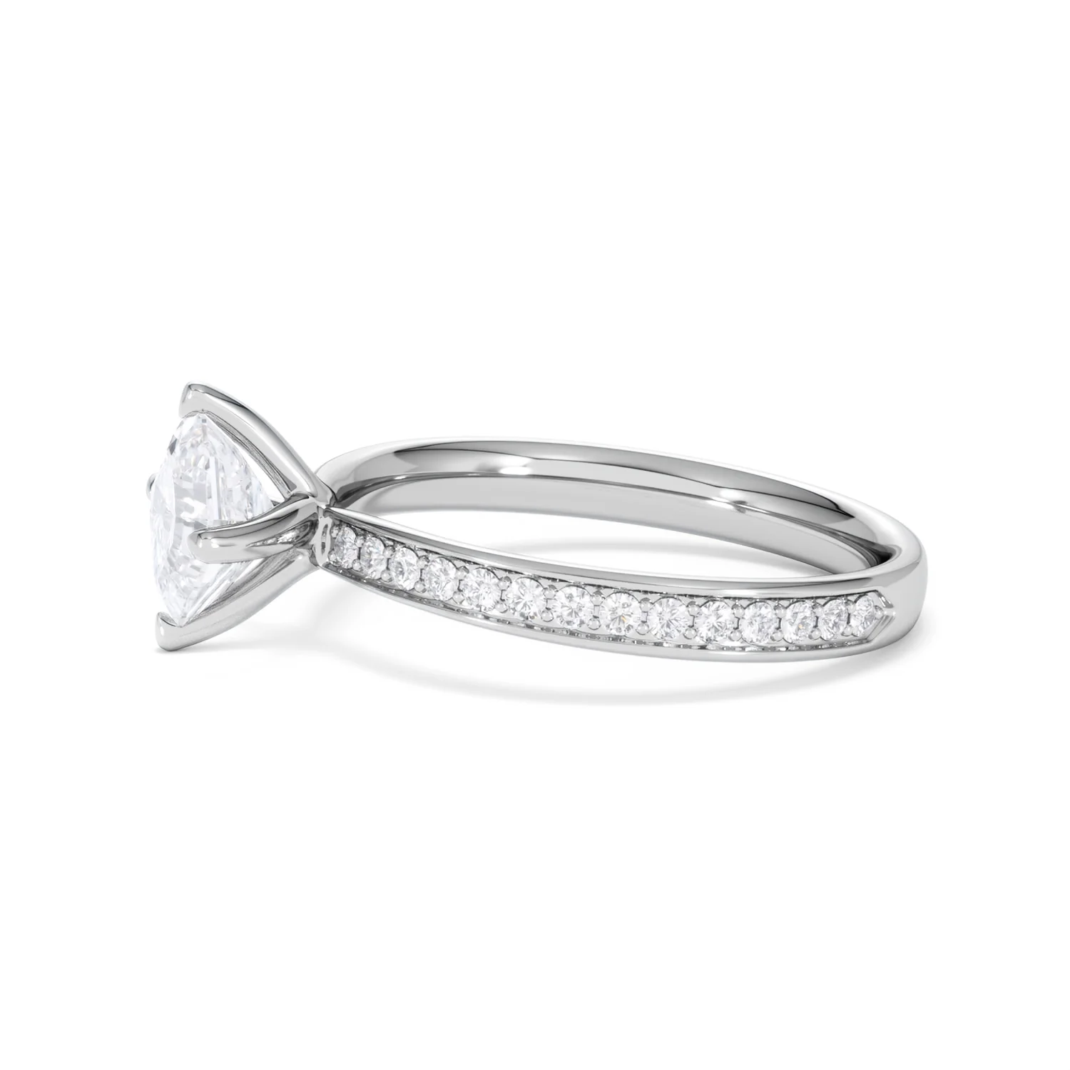 Origin Twist 1.00ct Asscher Cut Lab Diamond Solitaire Engagement Ring with Side Stones in 18K White Gold - Image 70