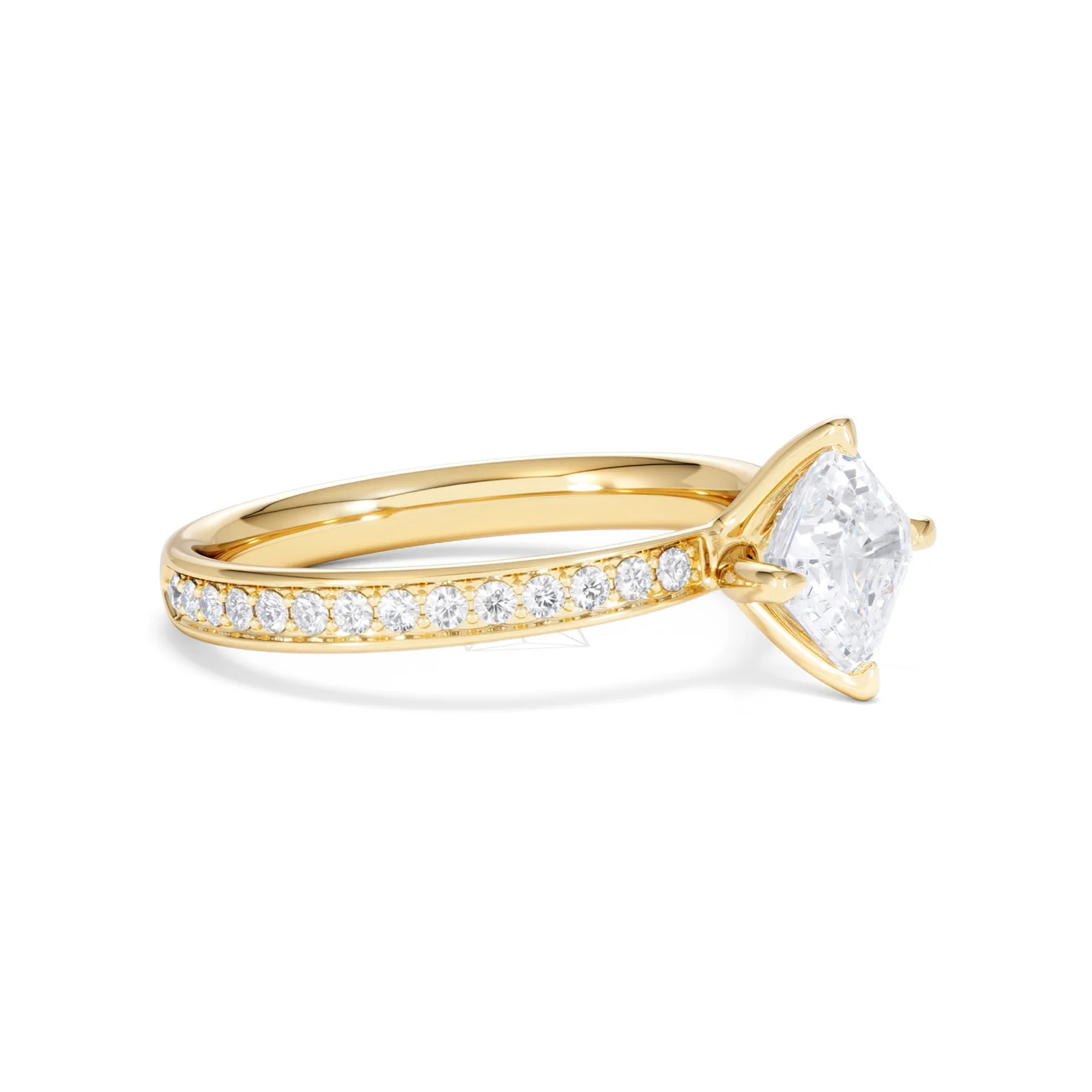 Origin Twist 1.00ct Asscher Cut Lab Diamond Solitaire Engagement Ring with Side Stones in 18K Yellow Gold - Image 19