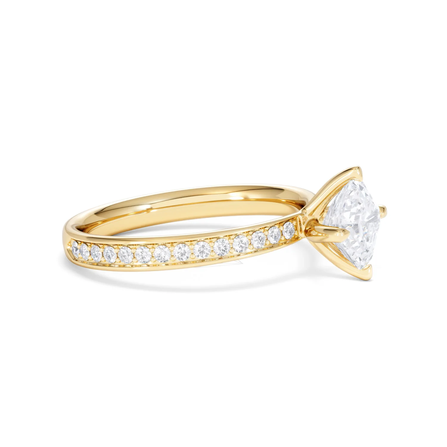 Origin Twist 1.00ct Asscher Cut Lab Diamond Solitaire Engagement Ring with Side Stones in 18K Yellow Gold - Image 21