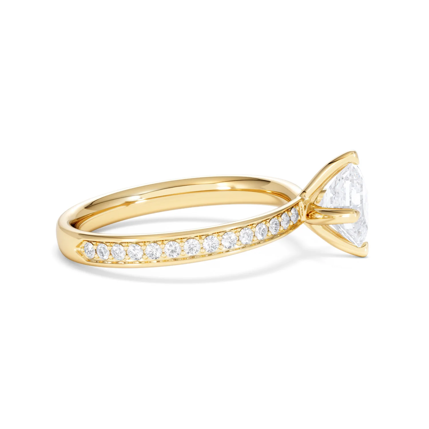 Origin Twist 1.00ct Asscher Cut Lab Diamond Solitaire Engagement Ring with Side Stones in 18K Yellow Gold - Image 25