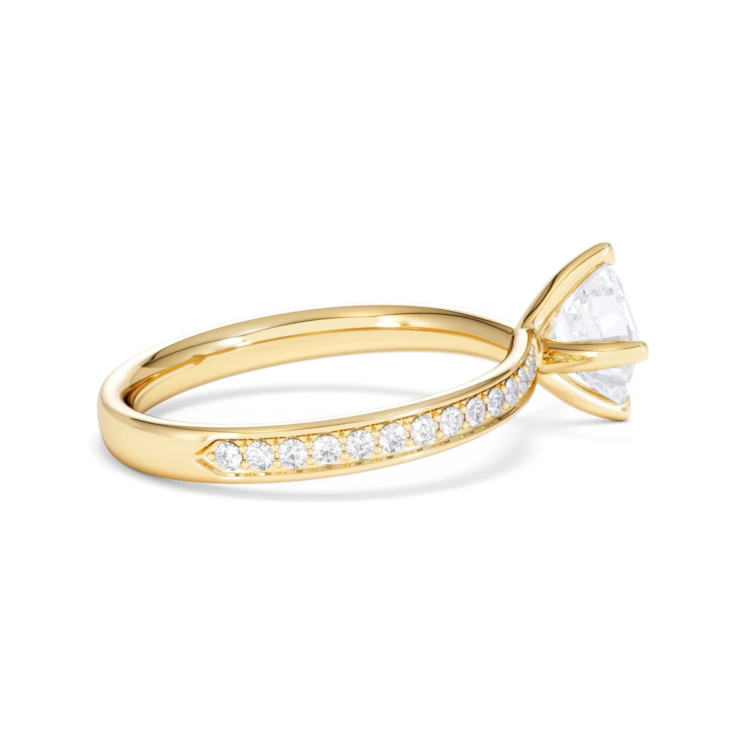 Origin Twist 1.00ct Asscher Cut Lab Diamond Solitaire Engagement Ring with Side Stones in 18K Yellow Gold - Image 30