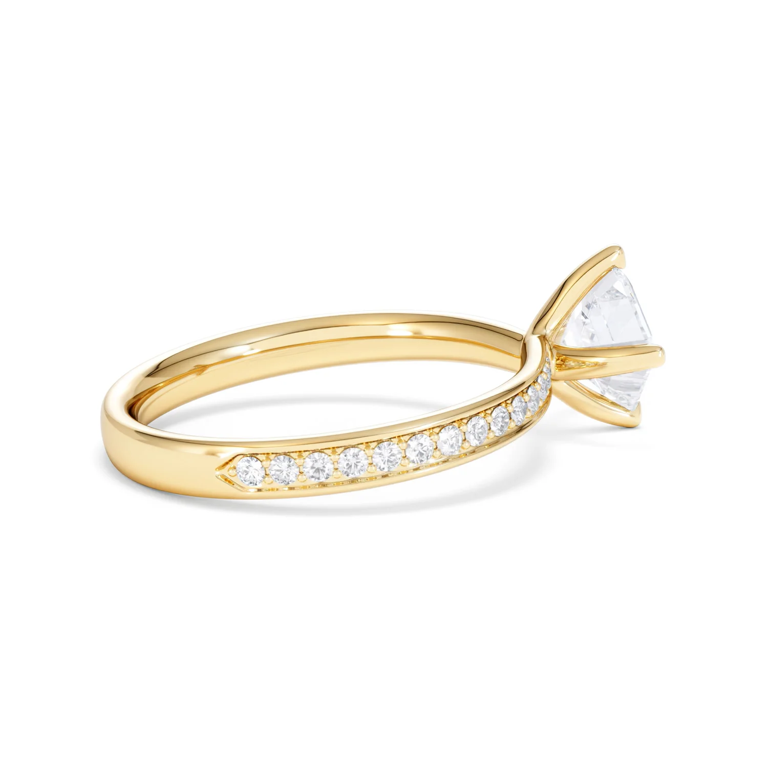 Origin Twist 1.00ct Asscher Cut Lab Diamond Solitaire Engagement Ring with Side Stones in 18K Yellow Gold - Image 31