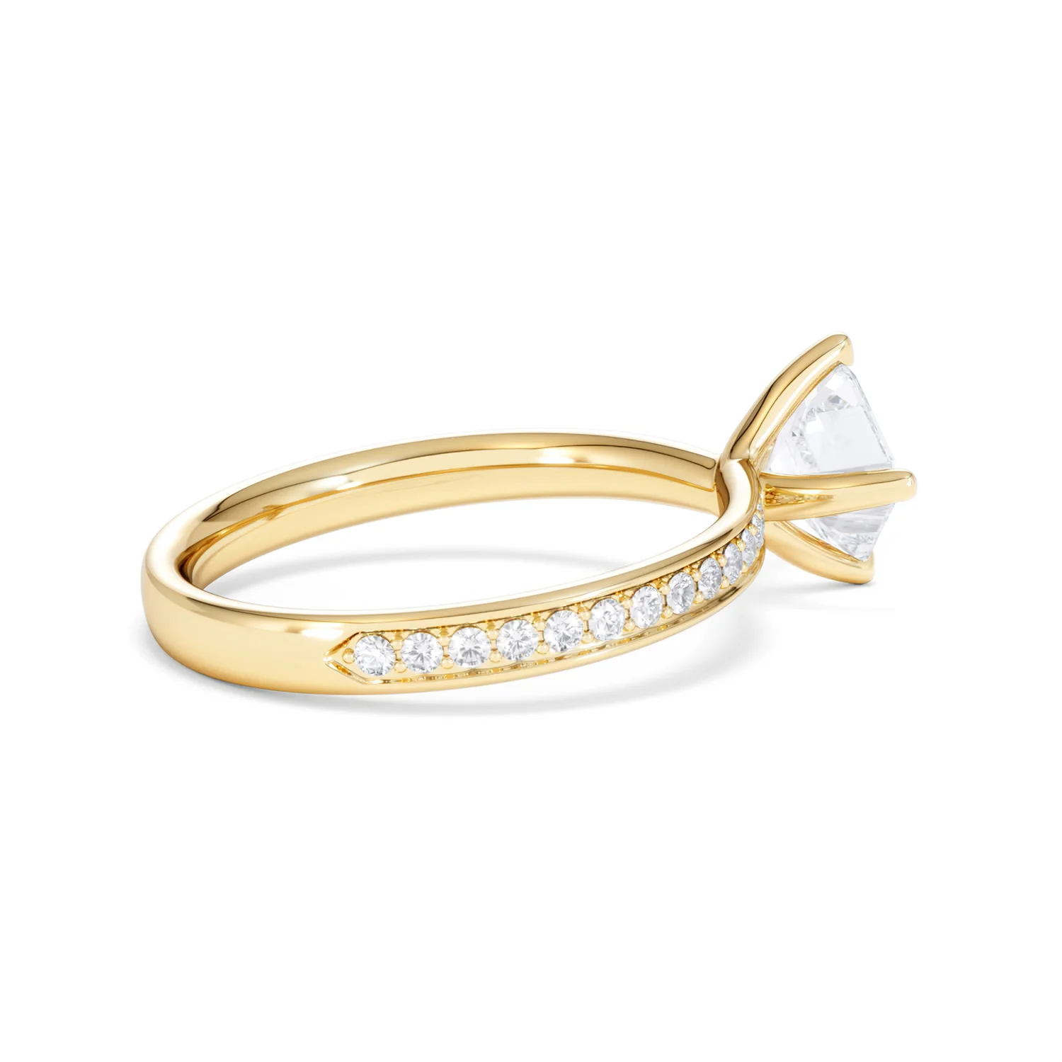 Origin Twist 1.00ct Asscher Cut Lab Diamond Solitaire Engagement Ring with Side Stones in 18K Yellow Gold - Image 32
