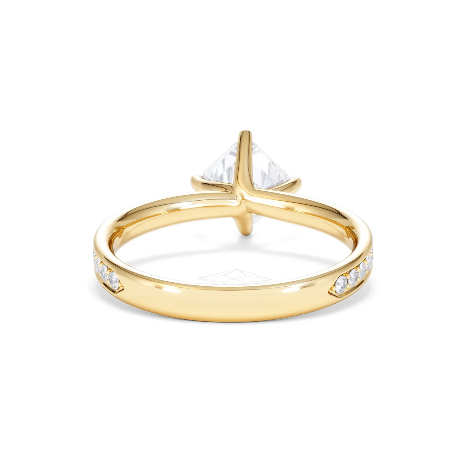 Origin Twist 1.00ct Asscher Cut Lab Diamond Solitaire Engagement Ring with Side Stones in 18K Yellow Gold - Image 46