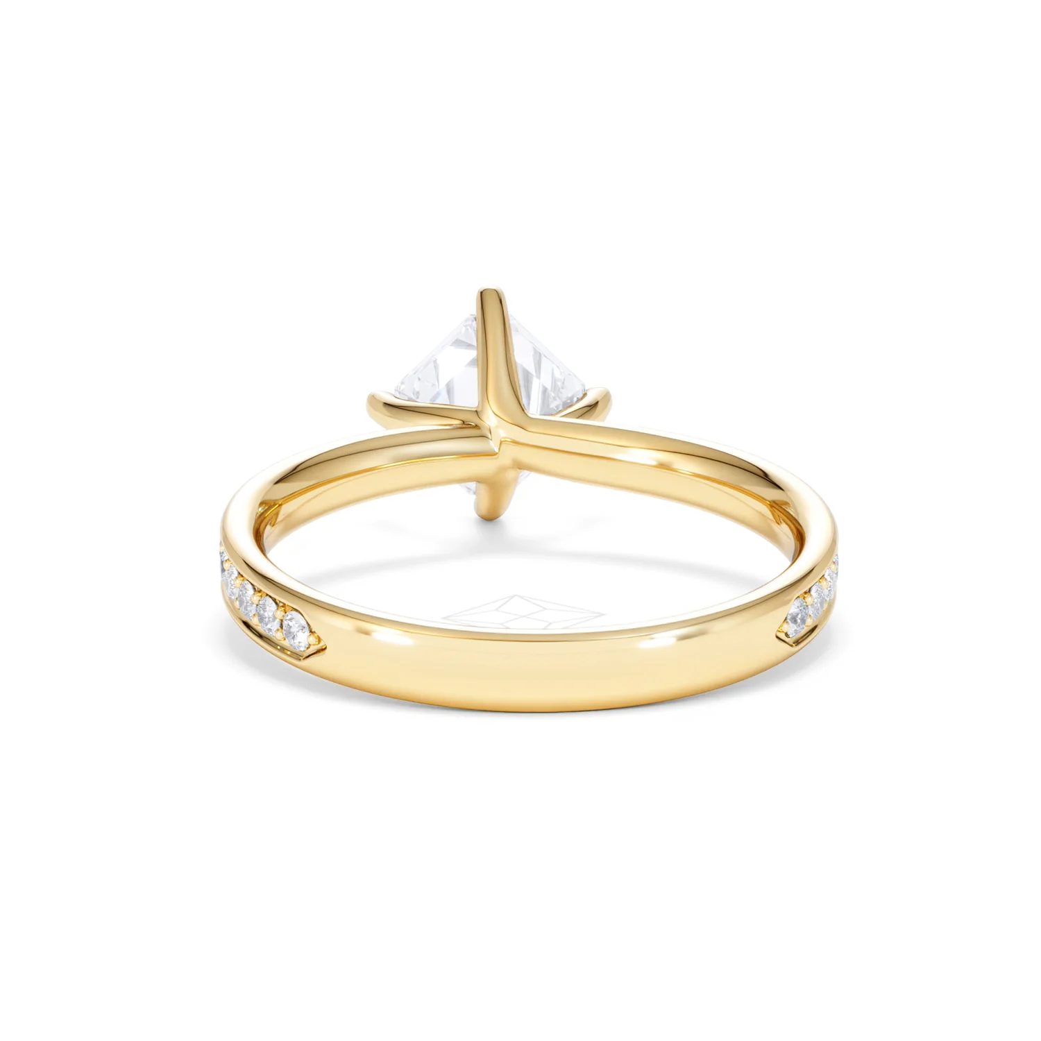 Origin Twist 1.00ct Asscher Cut Lab Diamond Solitaire Engagement Ring with Side Stones in 18K Yellow Gold - Image 48