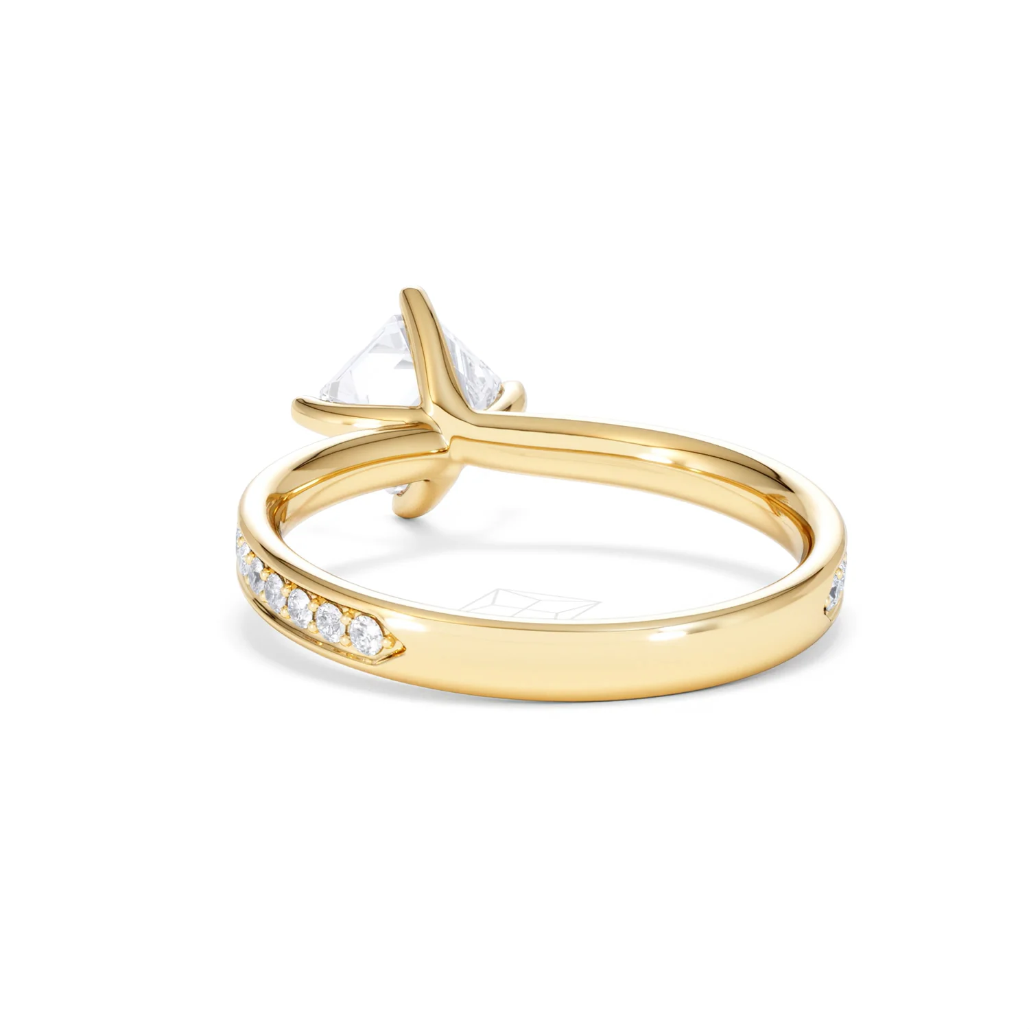 Origin Twist 1.00ct Asscher Cut Lab Diamond Solitaire Engagement Ring with Side Stones in 18K Yellow Gold - Image 51