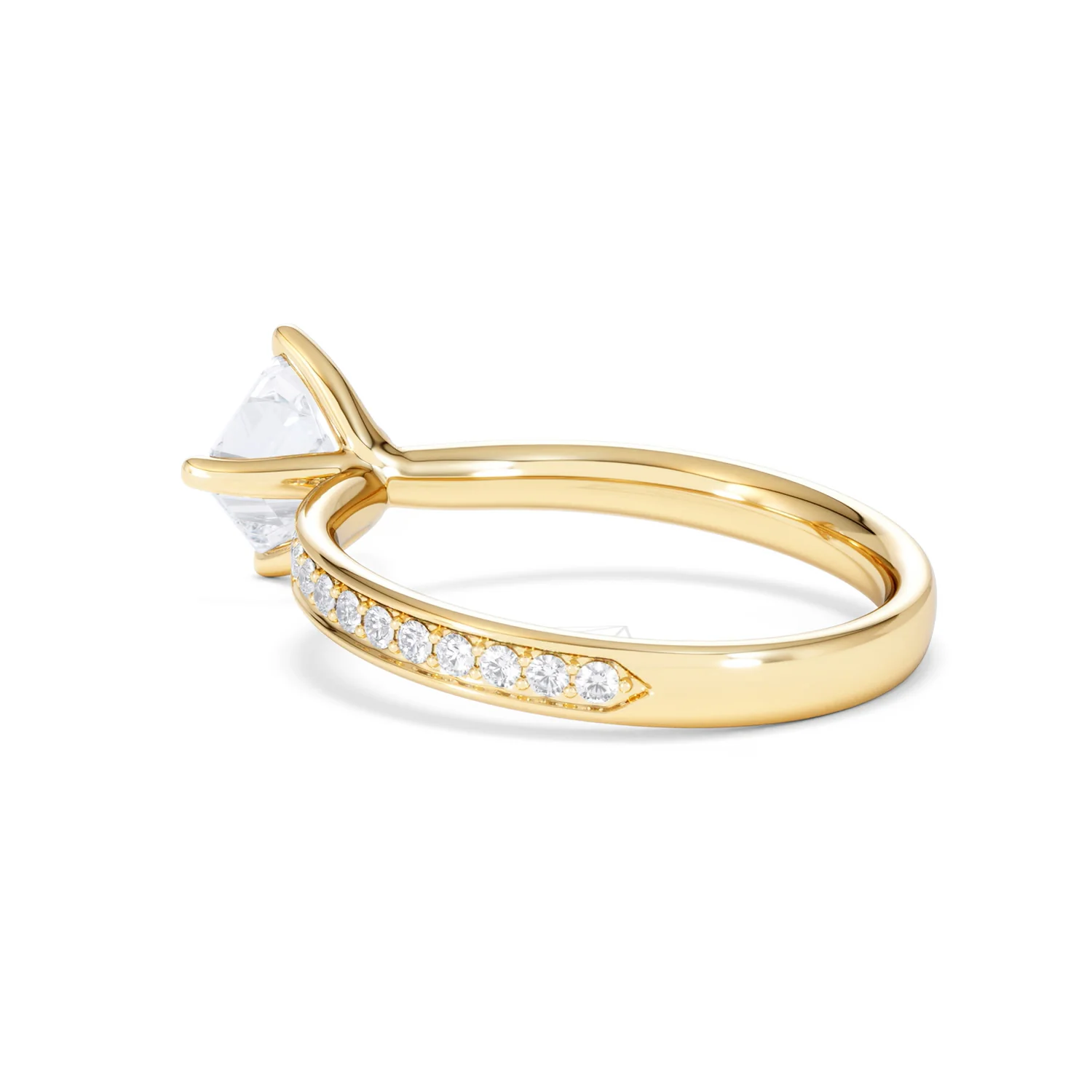Origin Twist 1.00ct Asscher Cut Lab Diamond Solitaire Engagement Ring with Side Stones in 18K Yellow Gold - Image 58