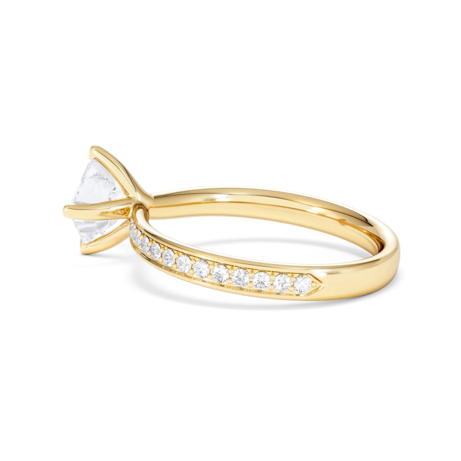 Origin Twist 1.00ct Asscher Cut Lab Diamond Solitaire Engagement Ring with Side Stones in 18K Yellow Gold - Image 62