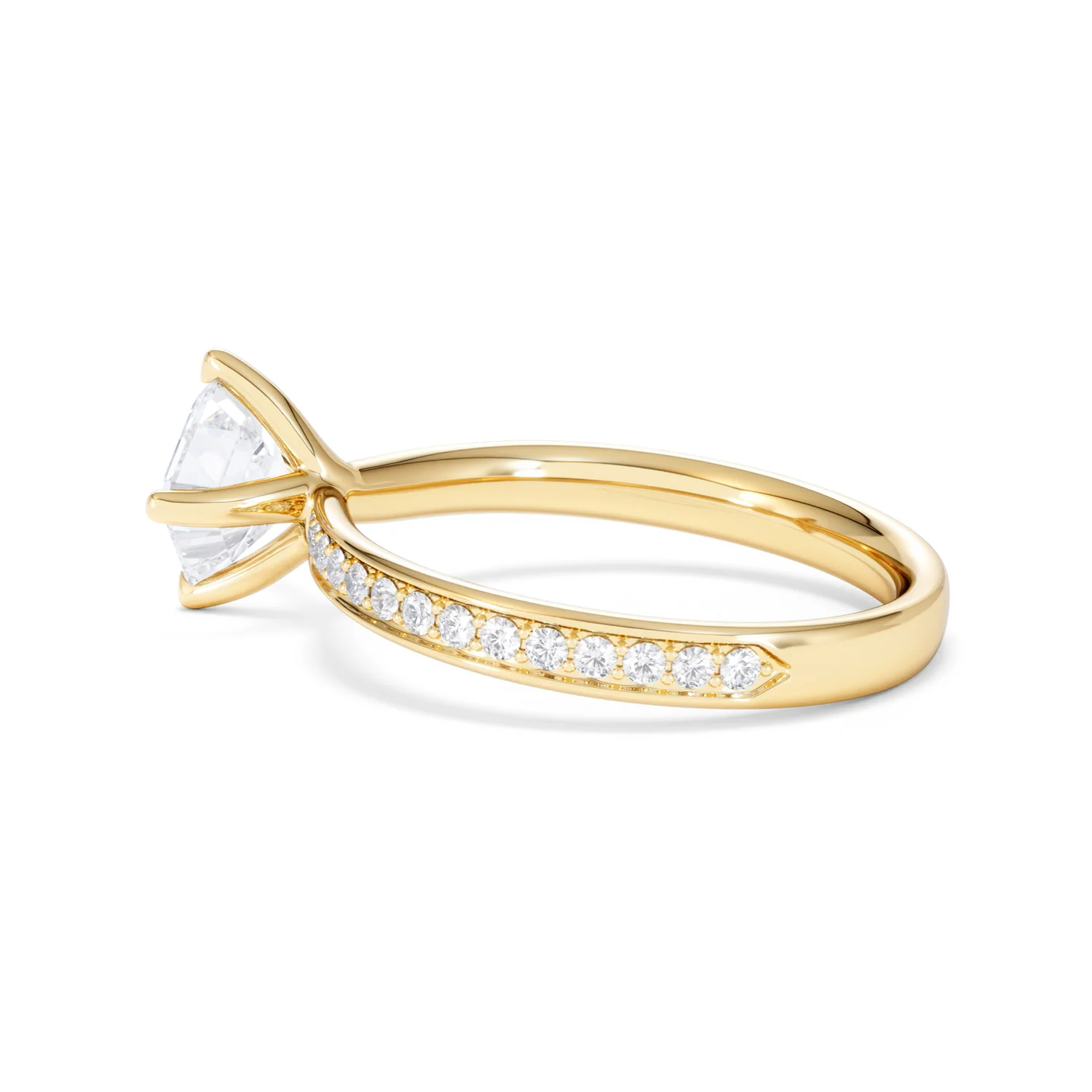 Origin Twist 1.00ct Asscher Cut Lab Diamond Solitaire Engagement Ring with Side Stones in 18K Yellow Gold - Image 63