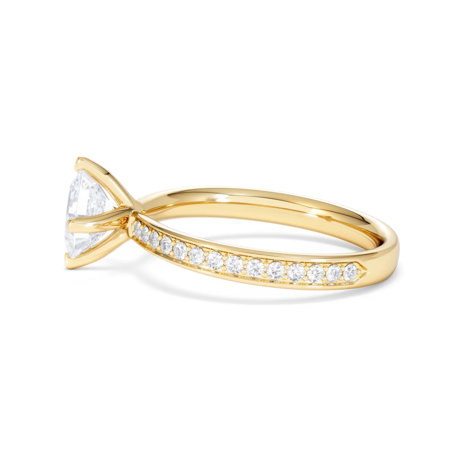 Origin Twist 1.00ct Asscher Cut Lab Diamond Solitaire Engagement Ring with Side Stones in 18K Yellow Gold - Image 67