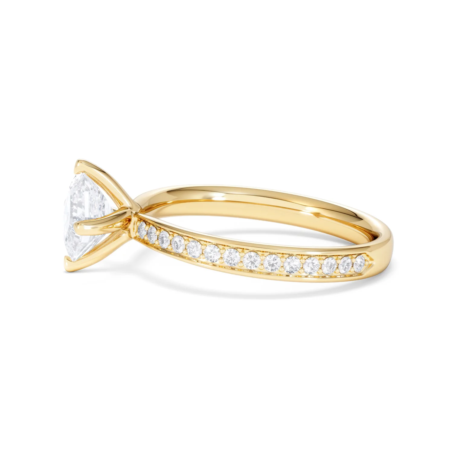 Origin Twist 1.00ct Asscher Cut Lab Diamond Solitaire Engagement Ring with Side Stones in 18K Yellow Gold - Image 69
