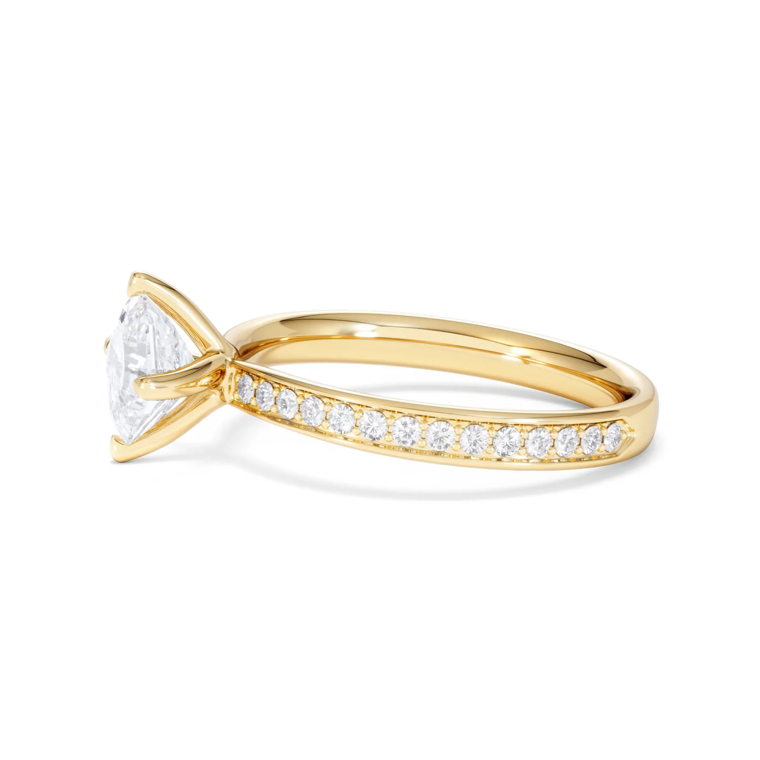 Origin Twist 1.00ct Asscher Cut Lab Diamond Solitaire Engagement Ring with Side Stones in 18K Yellow Gold - Image 70