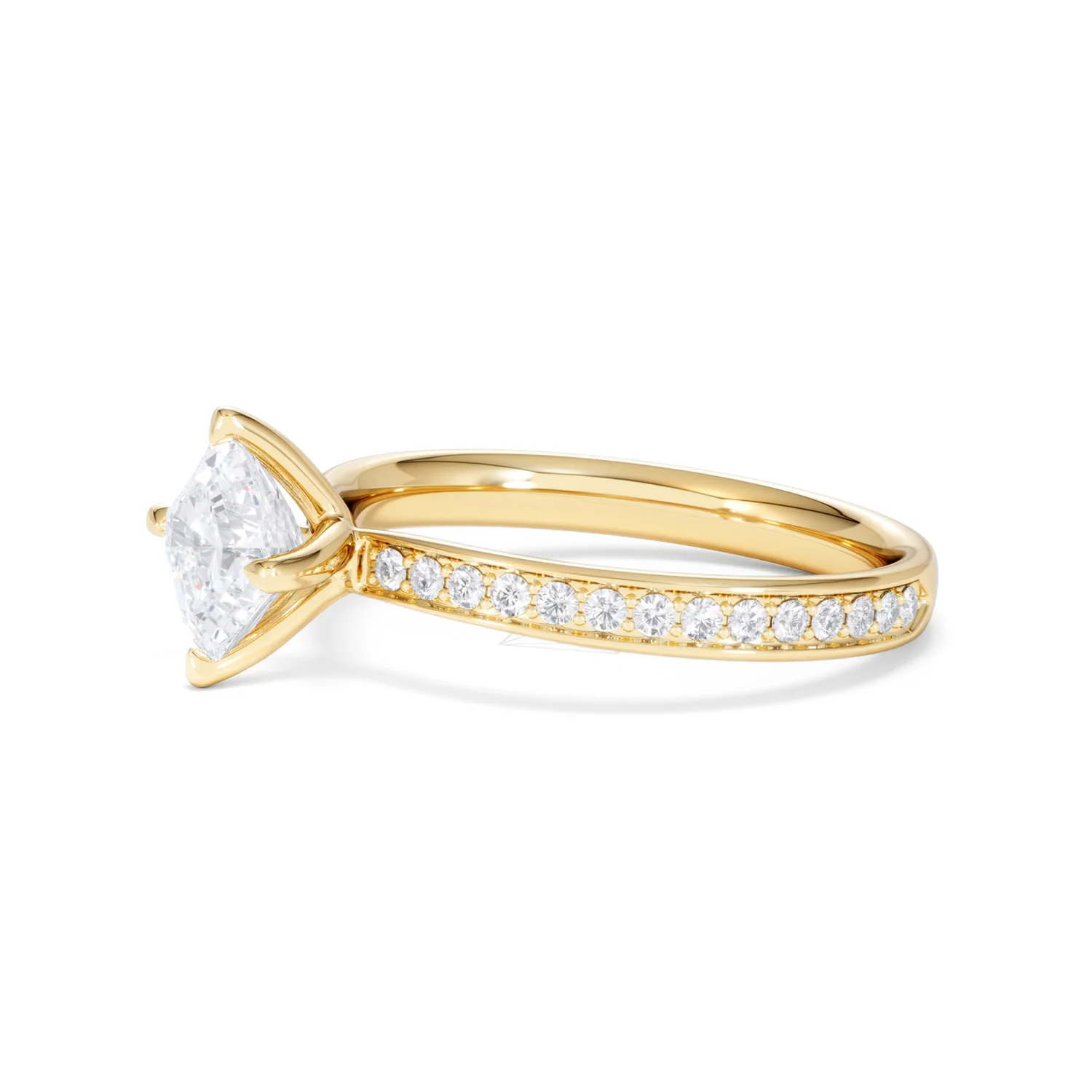 Origin Twist 1.00ct Asscher Cut Lab Diamond Solitaire Engagement Ring with Side Stones in 18K Yellow Gold - Image 73