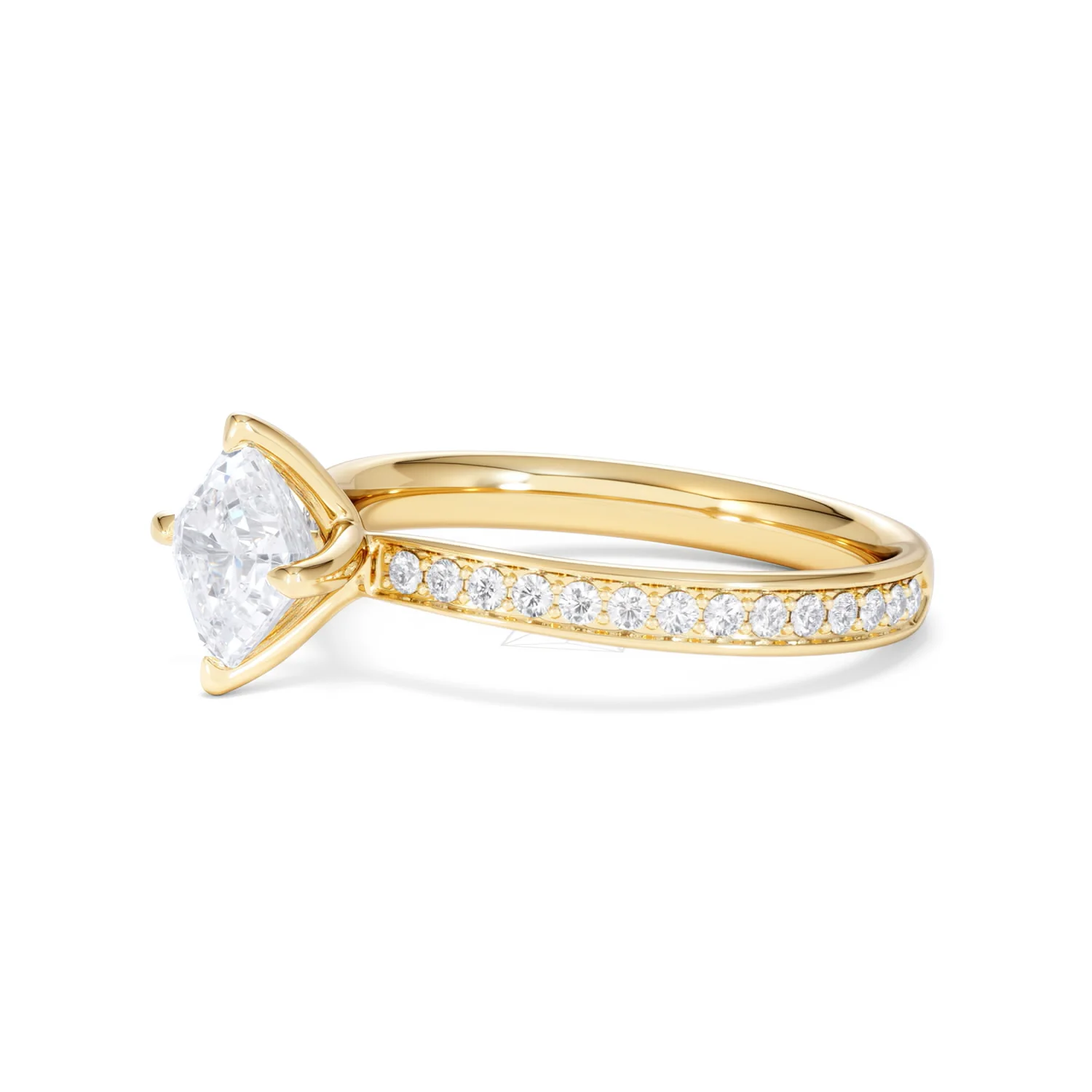Origin Twist 1.00ct Asscher Cut Lab Diamond Solitaire Engagement Ring with Side Stones in 18K Yellow Gold - Image 74