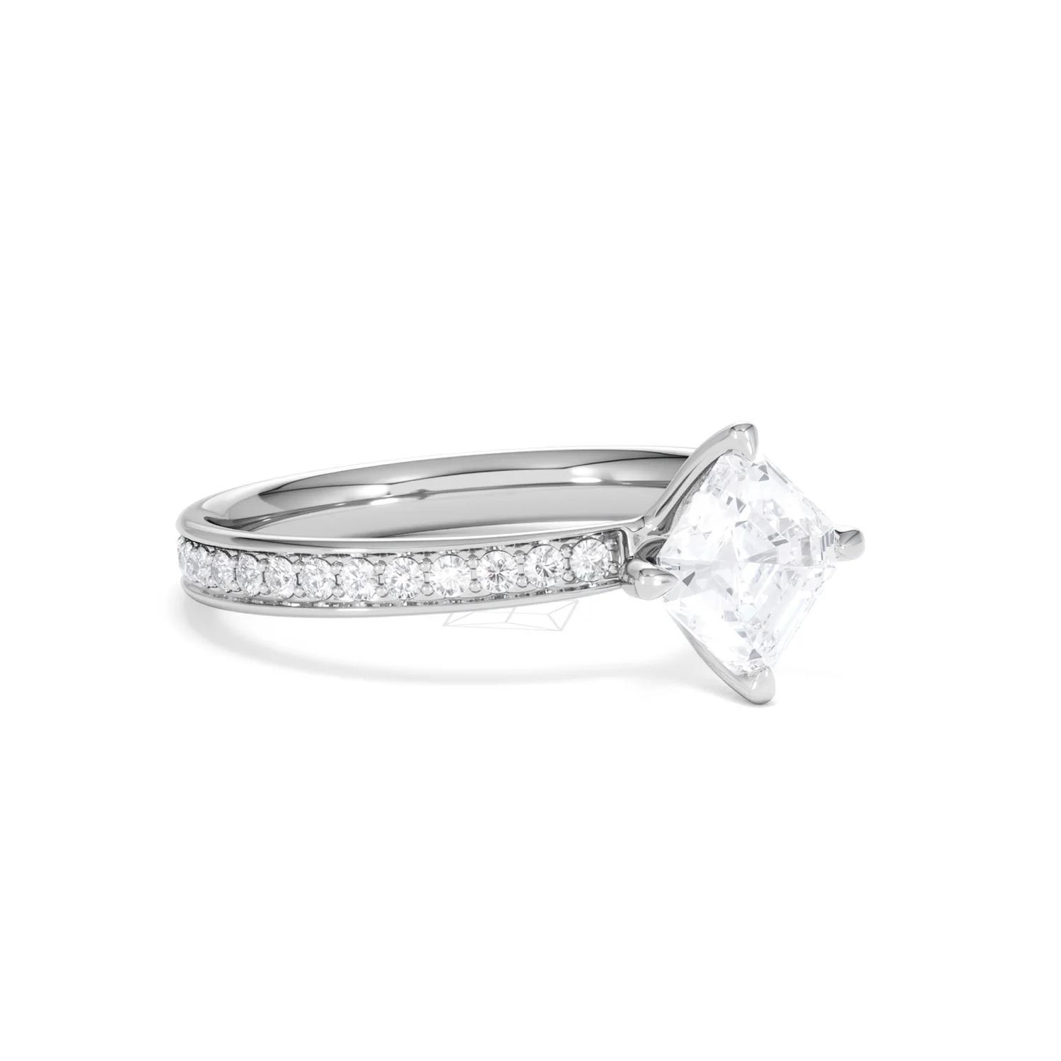 Origin Twist 1.00ct Asscher Cut Lab Diamond Solitaire Engagement Ring with Side Stones in Platinum - Image 15
