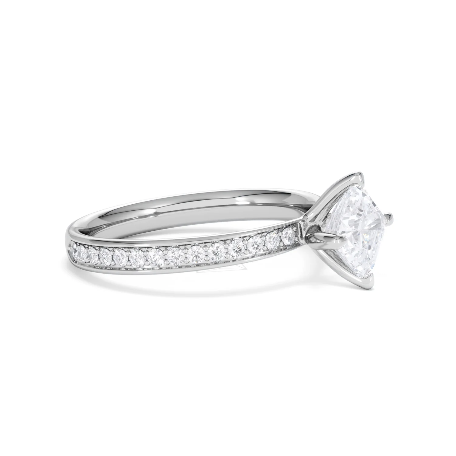 Origin Twist 1.00ct Asscher Cut Lab Diamond Solitaire Engagement Ring with Side Stones in Platinum - Image 20