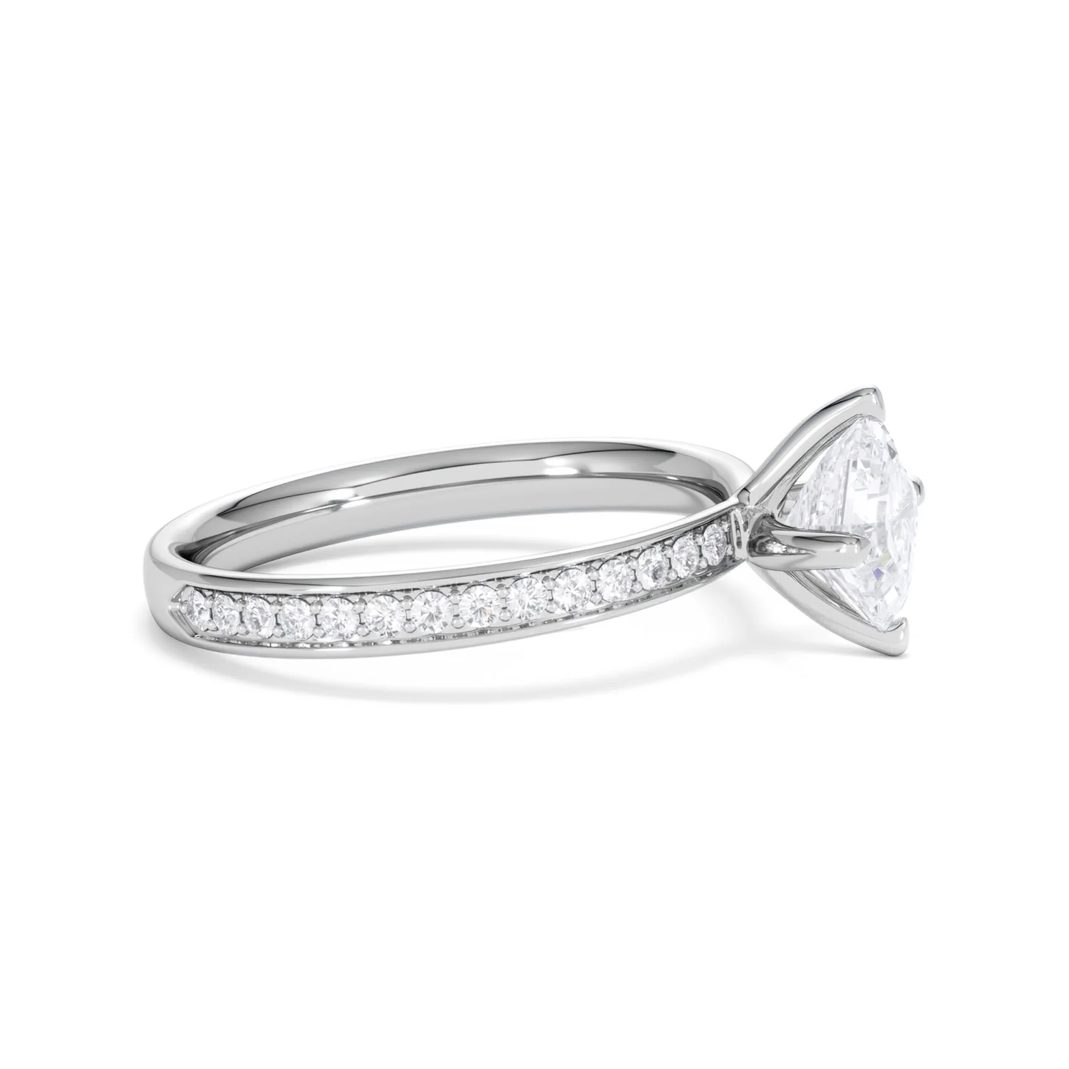 Origin Twist 1.00ct Asscher Cut Lab Diamond Solitaire Engagement Ring with Side Stones in Platinum - Image 23