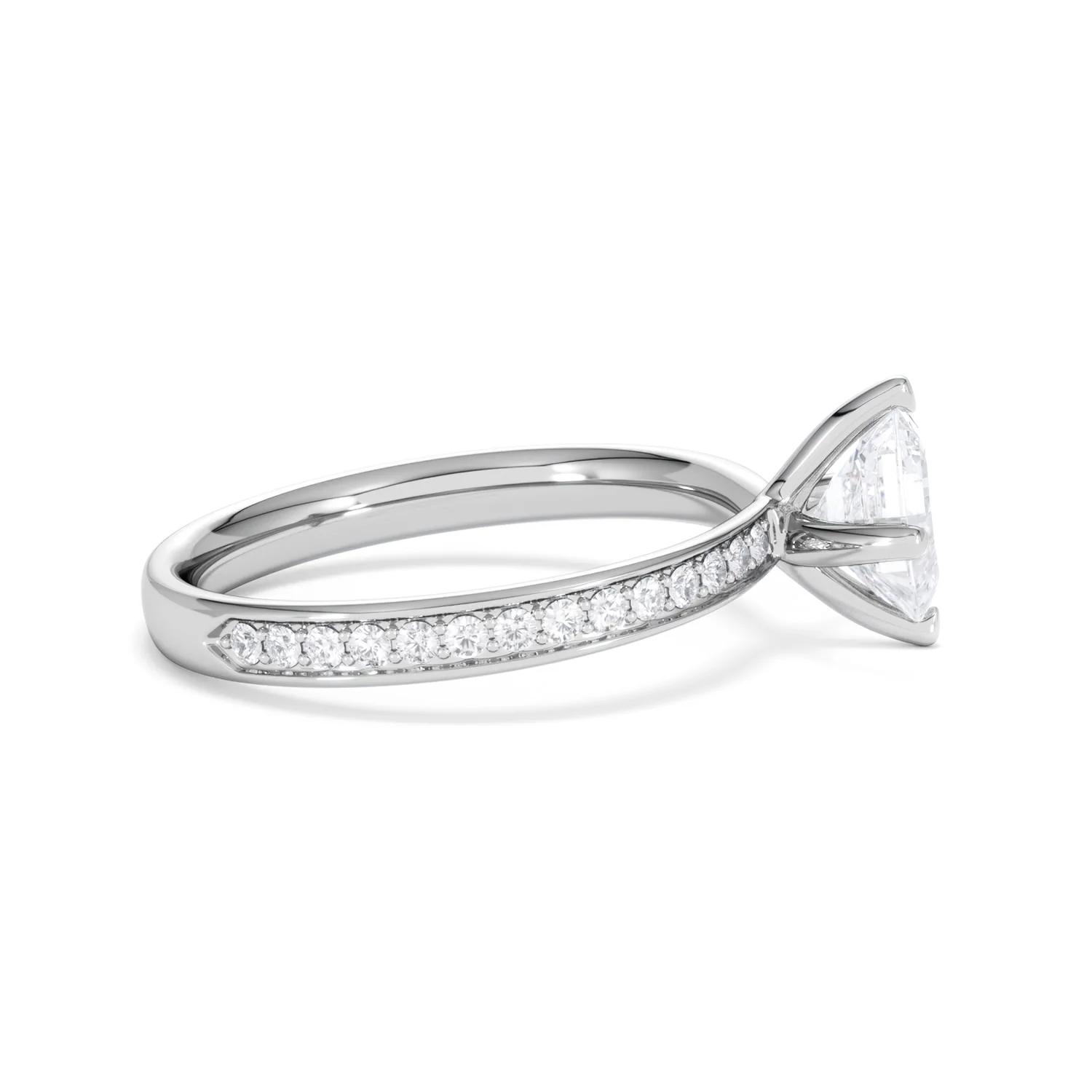 Origin Twist 1.00ct Asscher Cut Lab Diamond Solitaire Engagement Ring with Side Stones in Platinum - Image 26