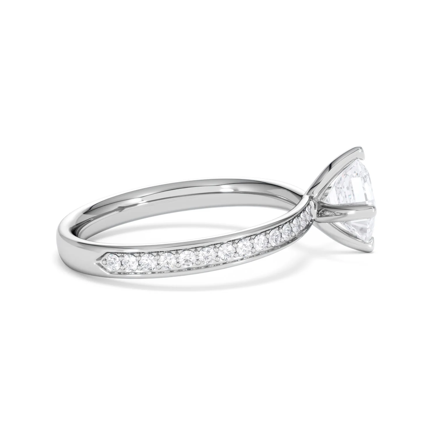 Origin Twist 1.00ct Asscher Cut Lab Diamond Solitaire Engagement Ring with Side Stones in Platinum - Image 28