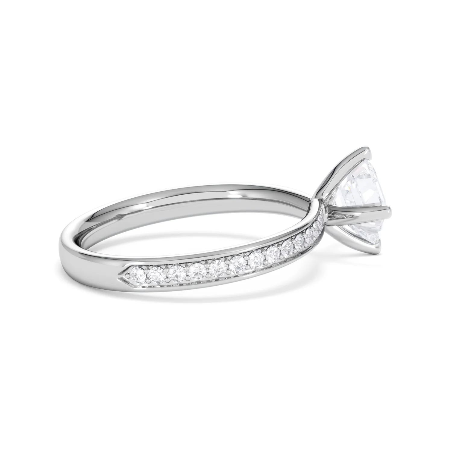 Origin Twist 1.00ct Asscher Cut Lab Diamond Solitaire Engagement Ring with Side Stones in Platinum - Image 30