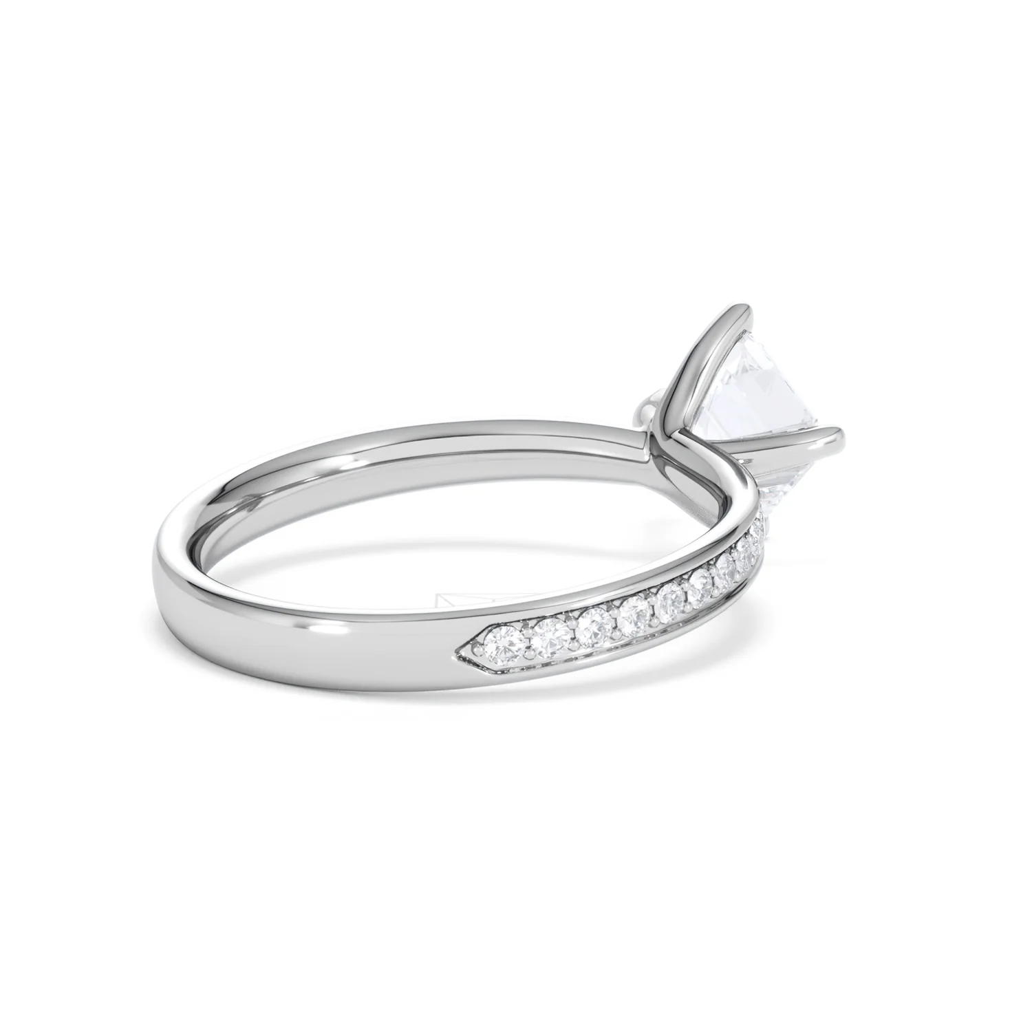 Origin Twist 1.00ct Asscher Cut Lab Diamond Solitaire Engagement Ring with Side Stones in Platinum - Image 37