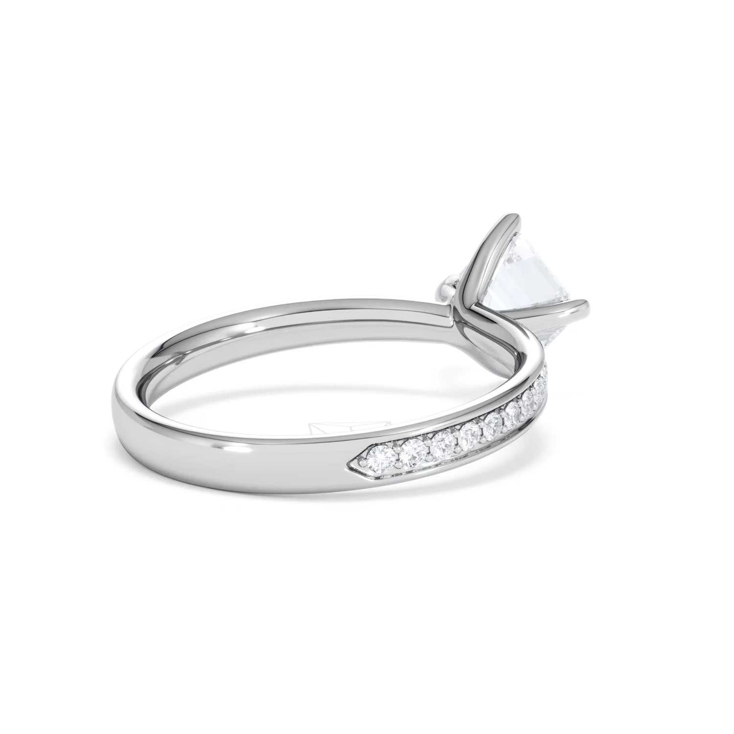 Origin Twist 1.00ct Asscher Cut Lab Diamond Solitaire Engagement Ring with Side Stones in Platinum - Image 38