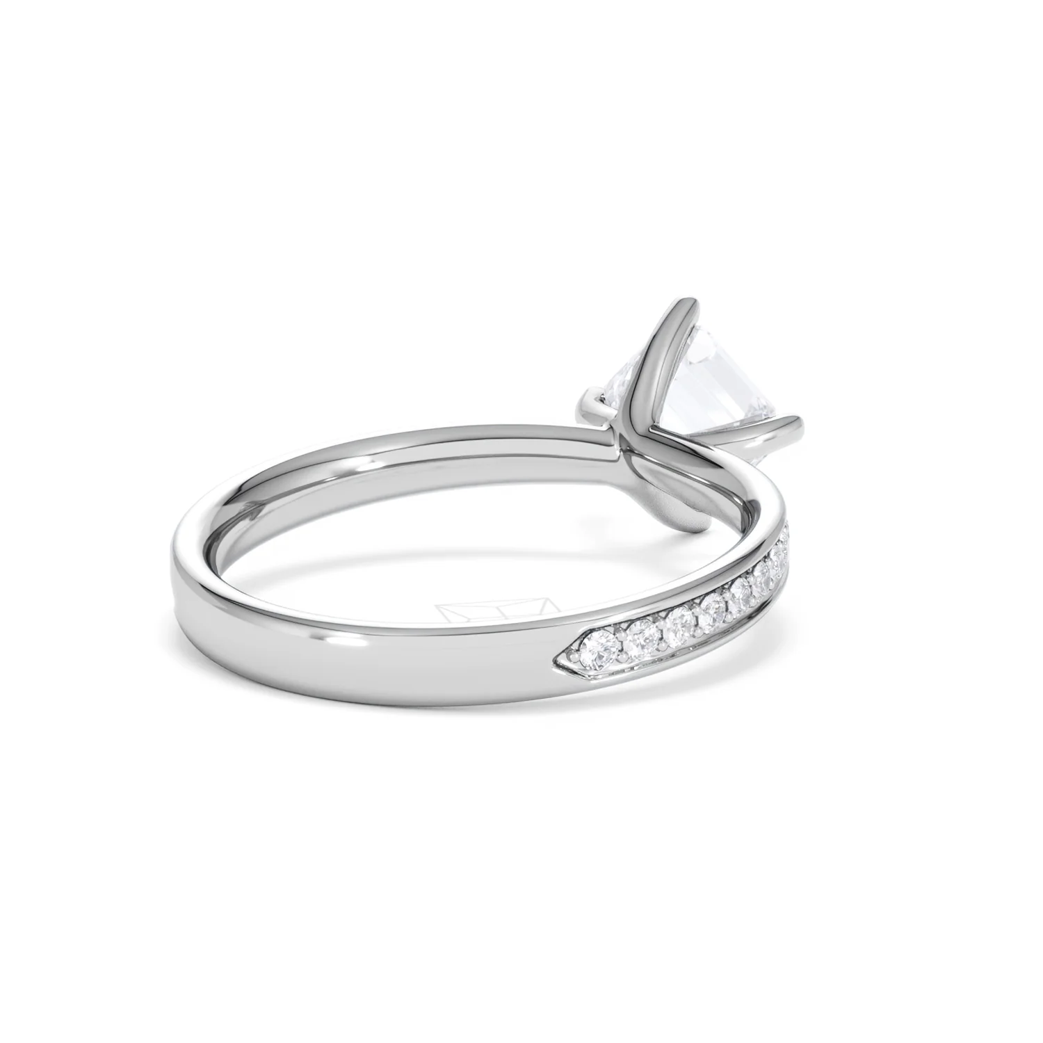 Origin Twist 1.00ct Asscher Cut Lab Diamond Solitaire Engagement Ring with Side Stones in Platinum - Image 40