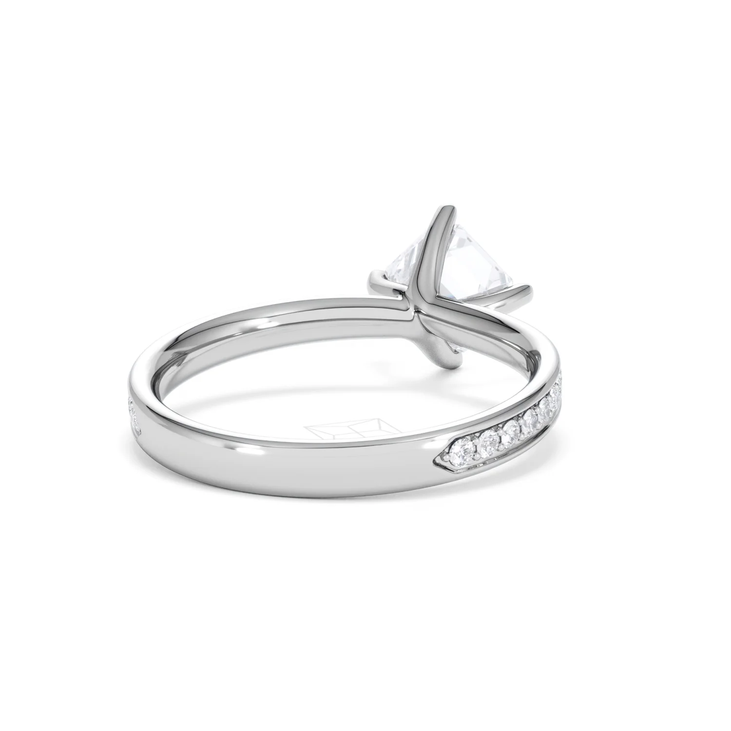 Origin Twist 1.00ct Asscher Cut Lab Diamond Solitaire Engagement Ring with Side Stones in Platinum - Image 42