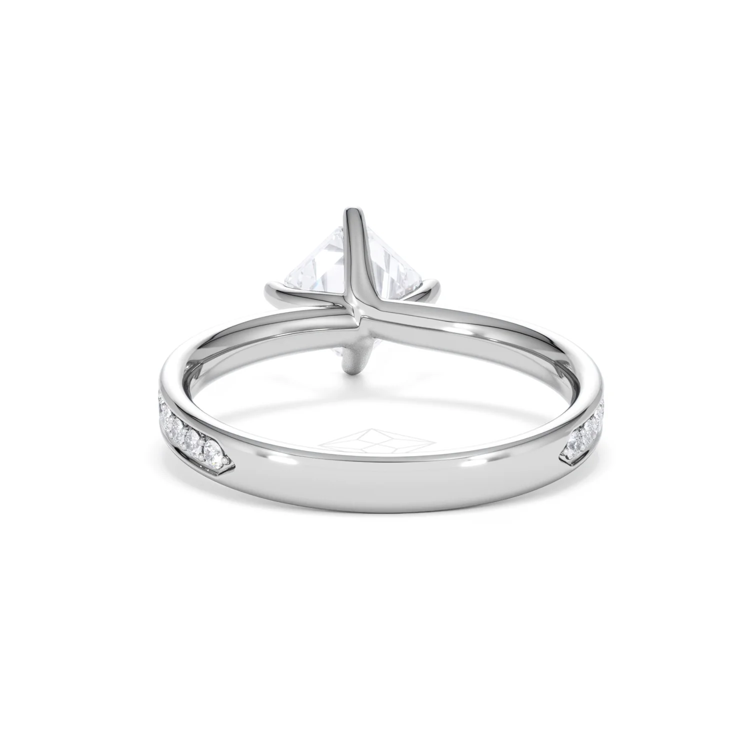 Origin Twist 1.00ct Asscher Cut Lab Diamond Solitaire Engagement Ring with Side Stones in Platinum - Image 48