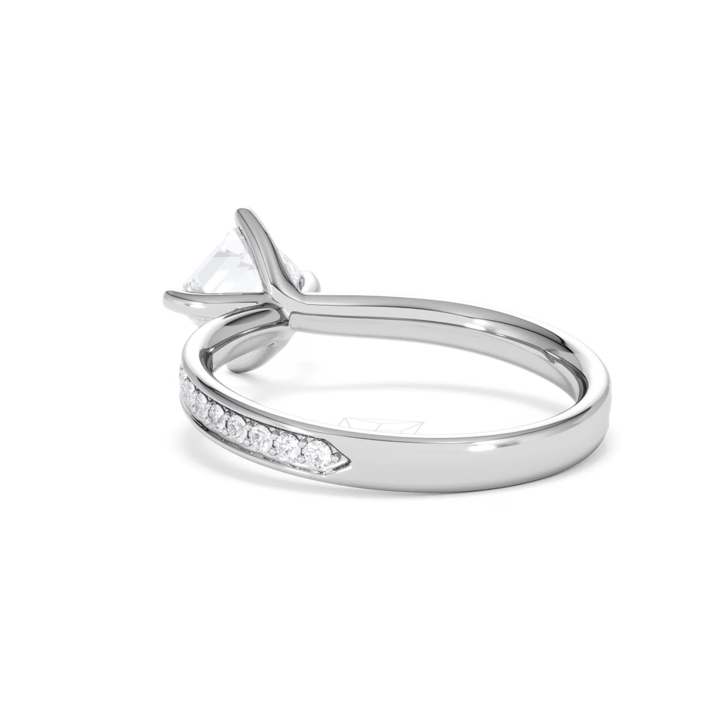Origin Twist 1.00ct Asscher Cut Lab Diamond Solitaire Engagement Ring with Side Stones in Platinum - Image 54