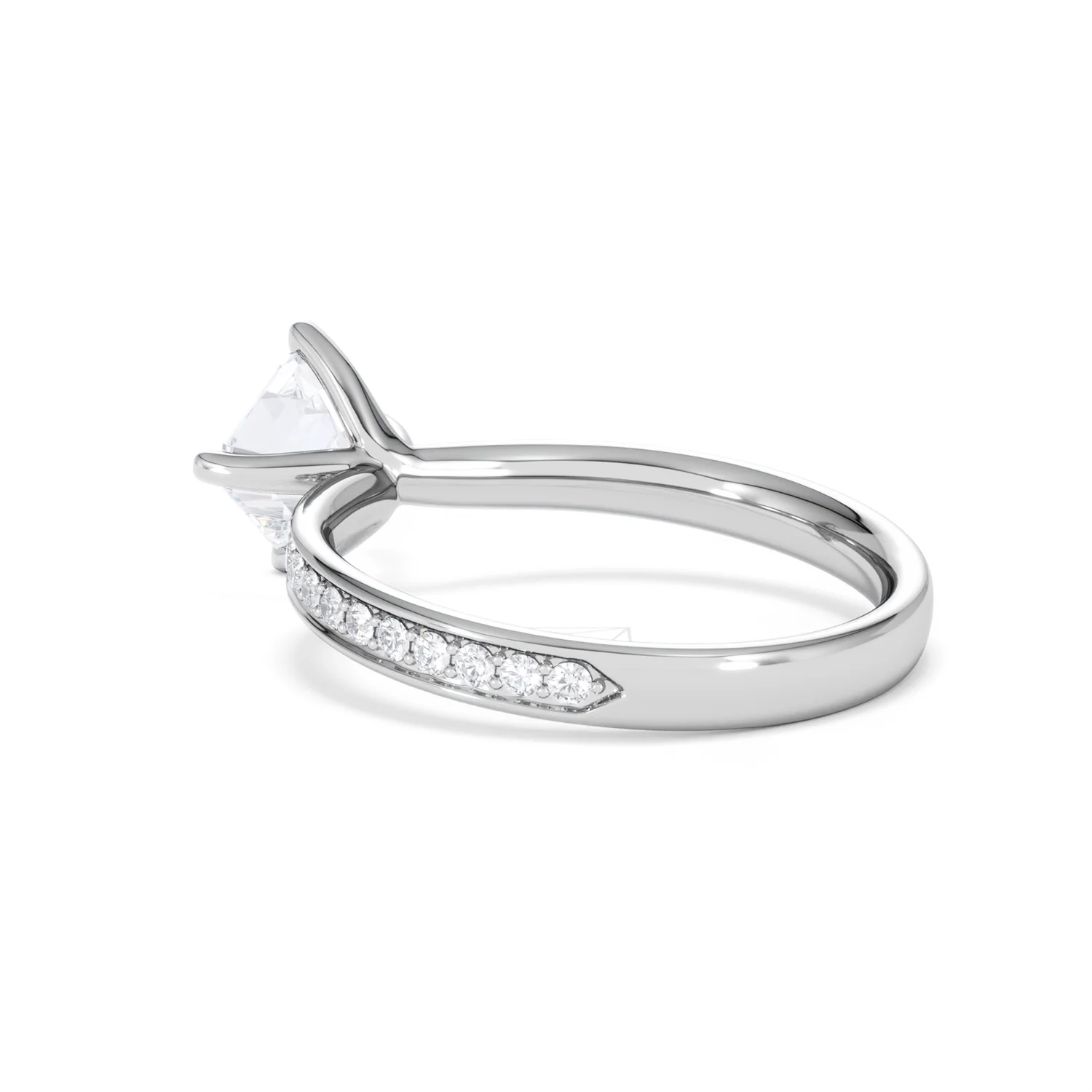 Origin Twist 1.00ct Asscher Cut Lab Diamond Solitaire Engagement Ring with Side Stones in Platinum - Image 57