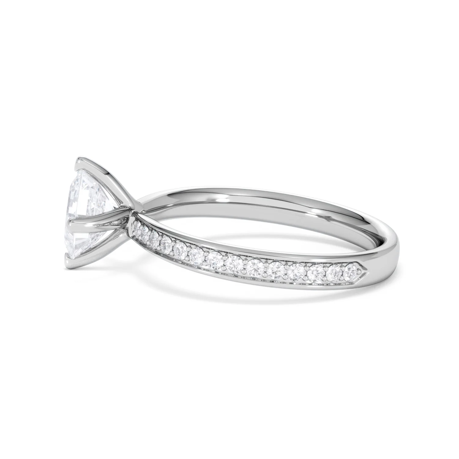 Origin Twist 1.00ct Asscher Cut Lab Diamond Solitaire Engagement Ring with Side Stones in Platinum - Image 67