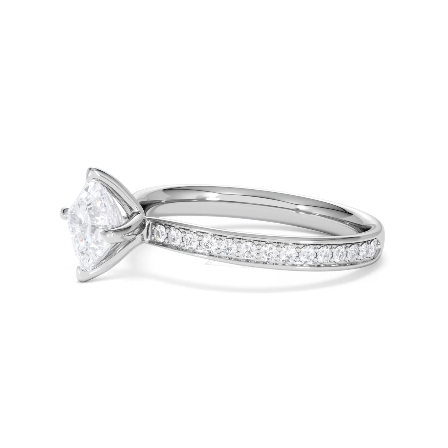 Origin Twist 1.00ct Asscher Cut Lab Diamond Solitaire Engagement Ring with Side Stones in Platinum - Image 73