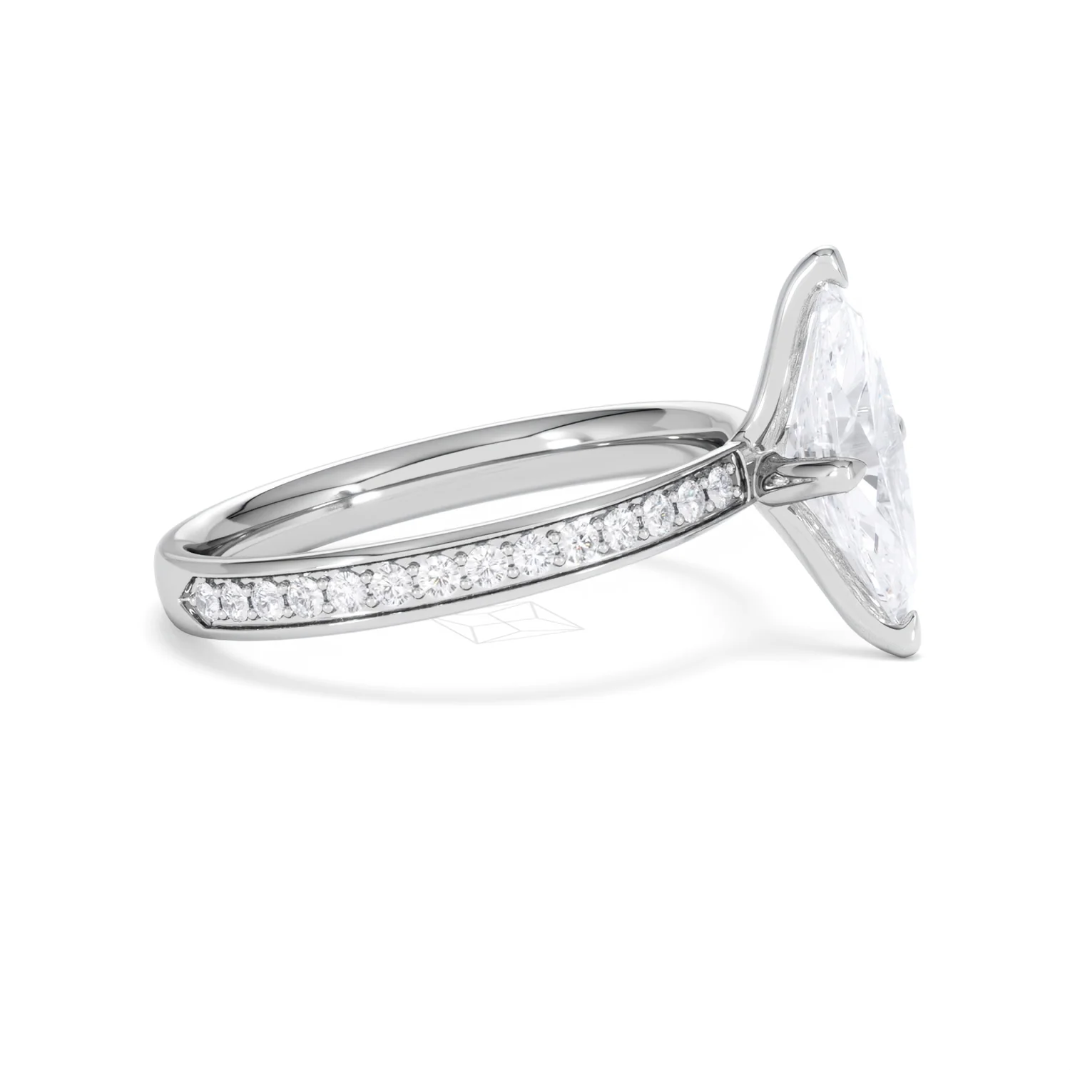 Origin Twist 1.00ct Marquise Cut Lab Diamond Solitaire Engagement Ring with Side Stones in 18K White Gold - Image 23