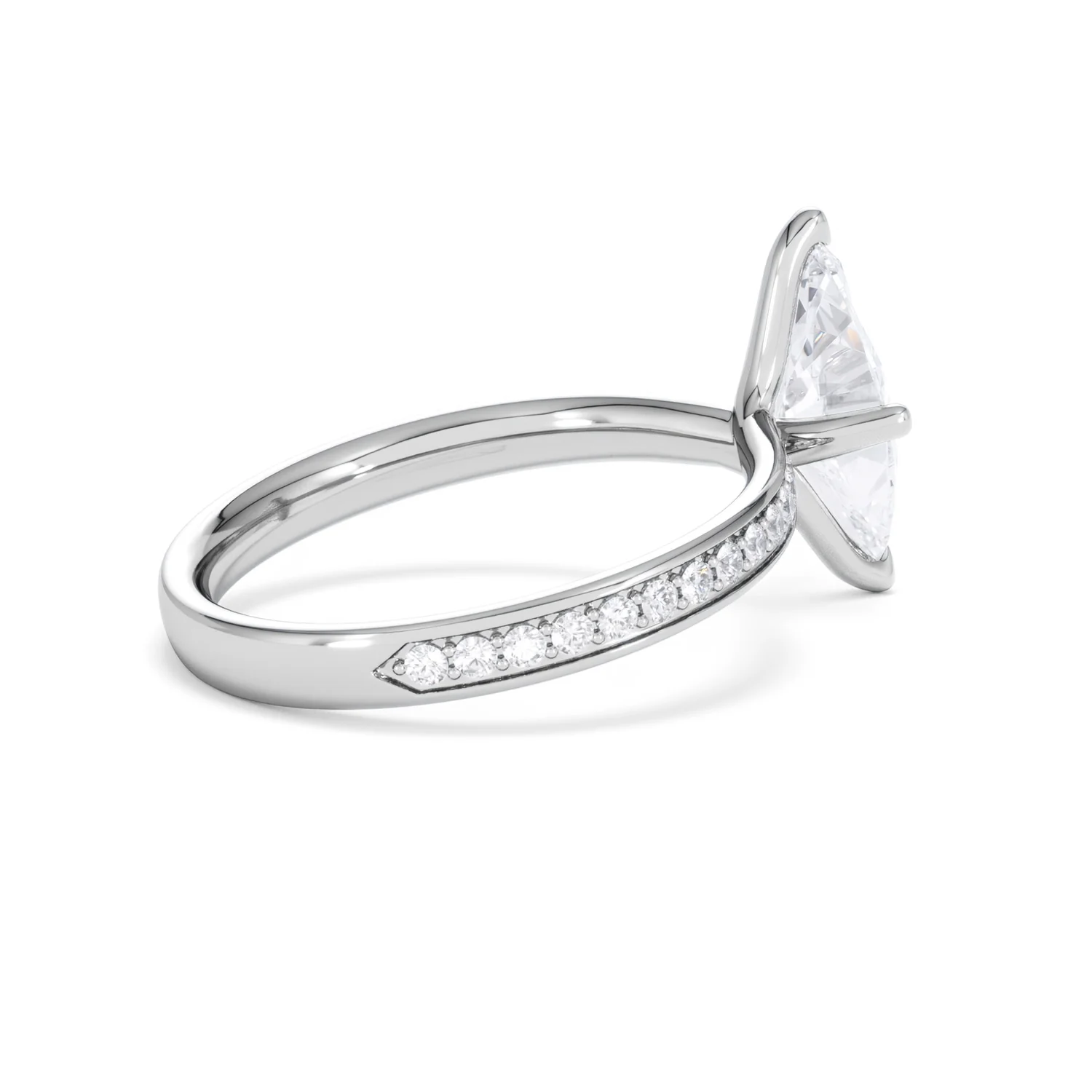 Origin Twist 1.00ct Marquise Cut Lab Diamond Solitaire Engagement Ring with Side Stones in 18K White Gold - Image 33