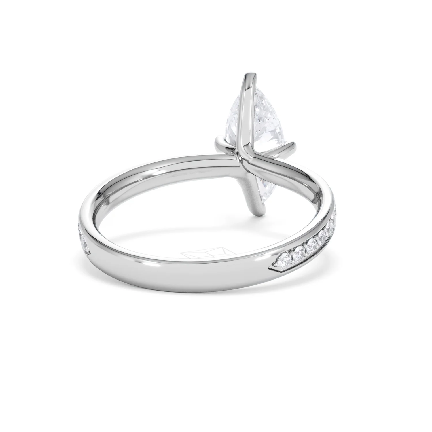 Origin Twist 1.00ct Marquise Cut Lab Diamond Solitaire Engagement Ring with Side Stones in 18K White Gold - Image 43