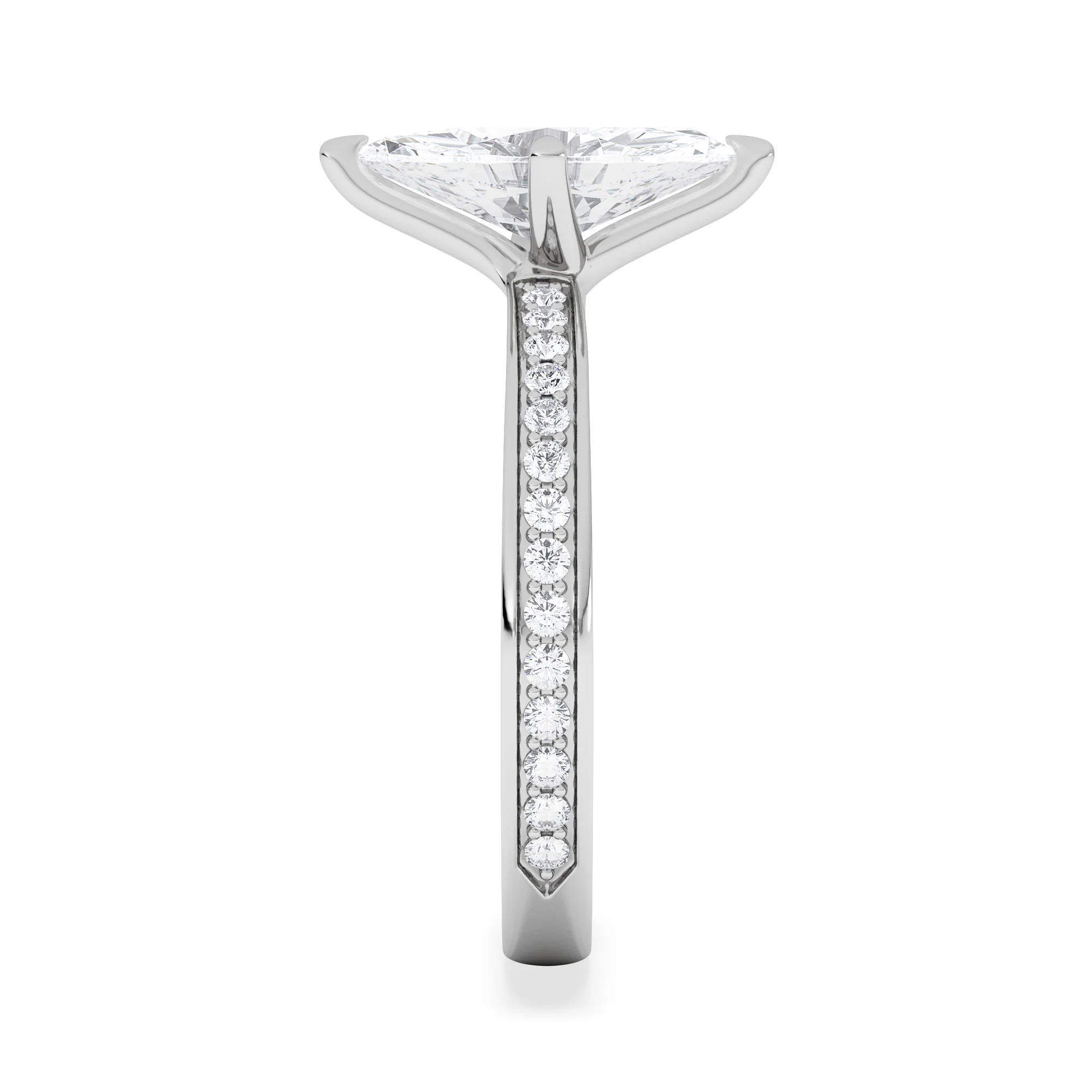 Origin Twist 1.00ct Marquise Cut Lab Diamond Solitaire Engagement Ring with Side Stones in 18K White Gold - Image 5