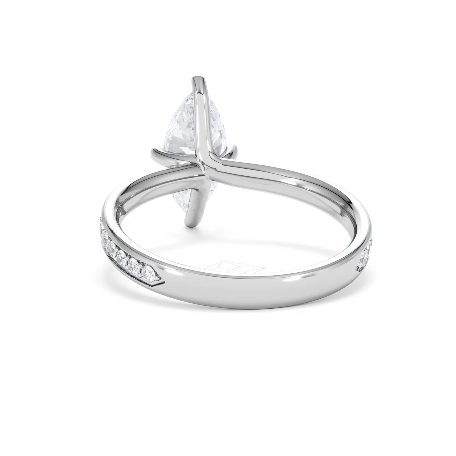 Origin Twist 1.00ct Marquise Cut Lab Diamond Solitaire Engagement Ring with Side Stones in 18K White Gold - Image 50