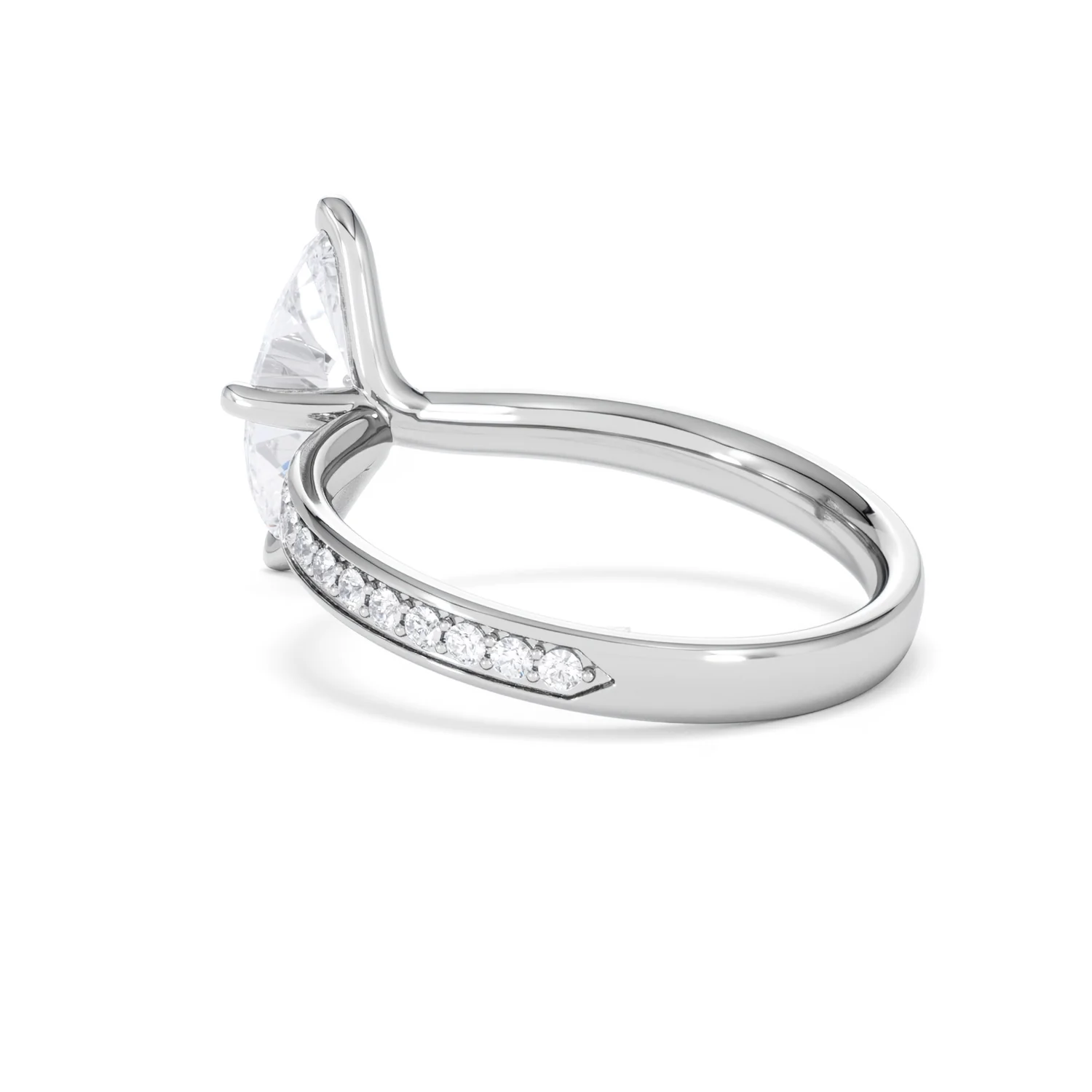 Origin Twist 1.00ct Marquise Cut Lab Diamond Solitaire Engagement Ring with Side Stones in 18K White Gold - Image 57