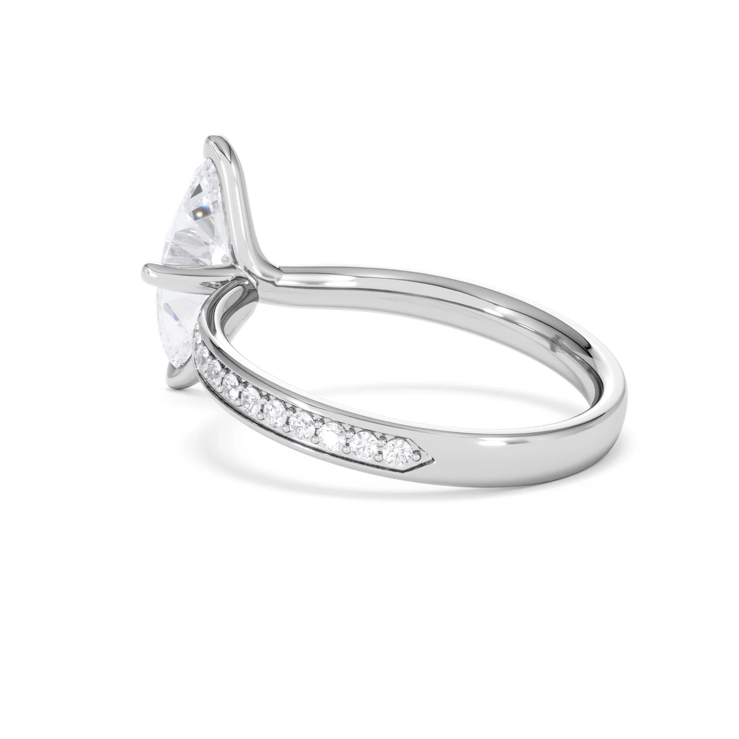 Origin Twist 1.00ct Marquise Cut Lab Diamond Solitaire Engagement Ring with Side Stones in 18K White Gold - Image 58