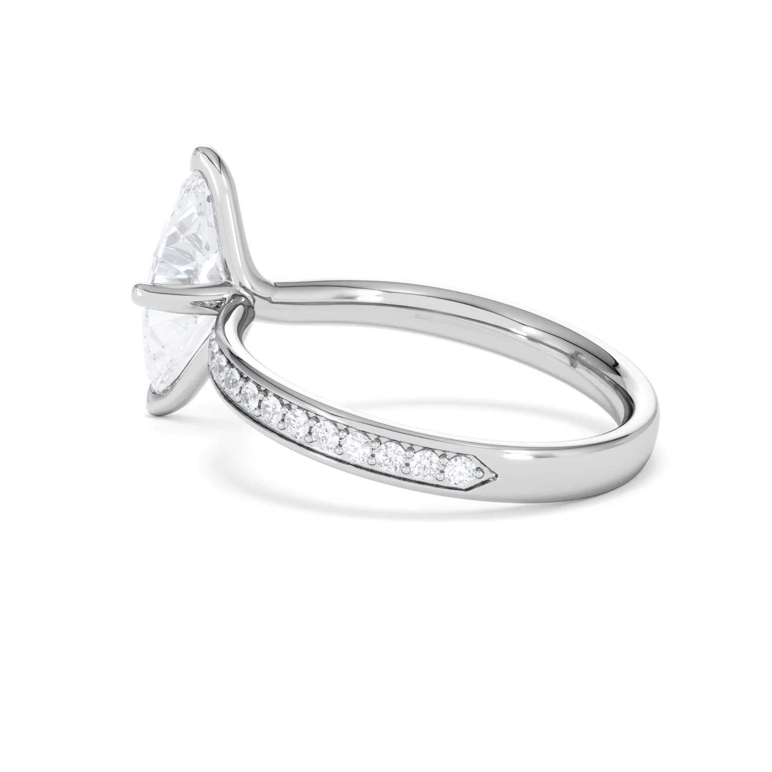 Origin Twist 1.00ct Marquise Cut Lab Diamond Solitaire Engagement Ring with Side Stones in 18K White Gold - Image 60