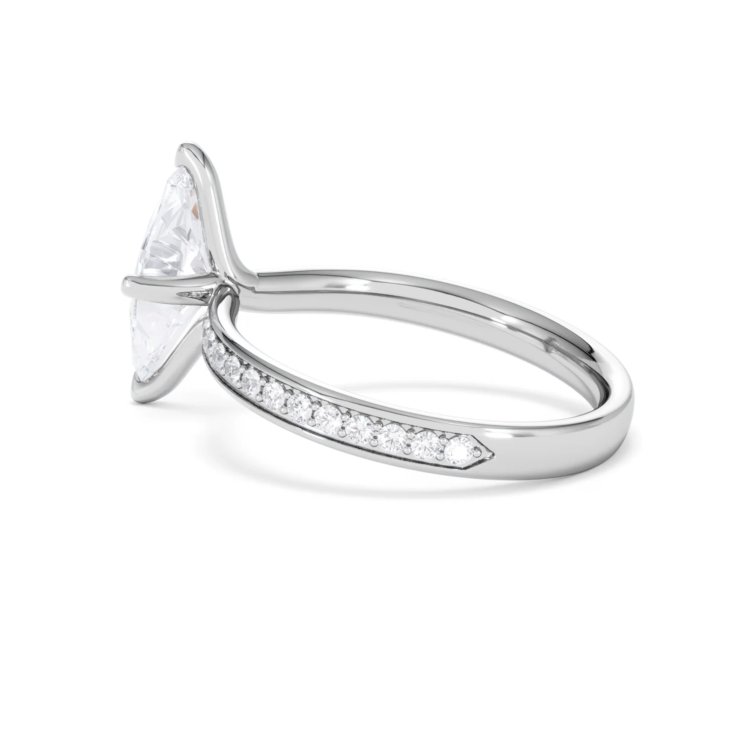 Origin Twist 1.00ct Marquise Cut Lab Diamond Solitaire Engagement Ring with Side Stones in 18K White Gold - Image 61
